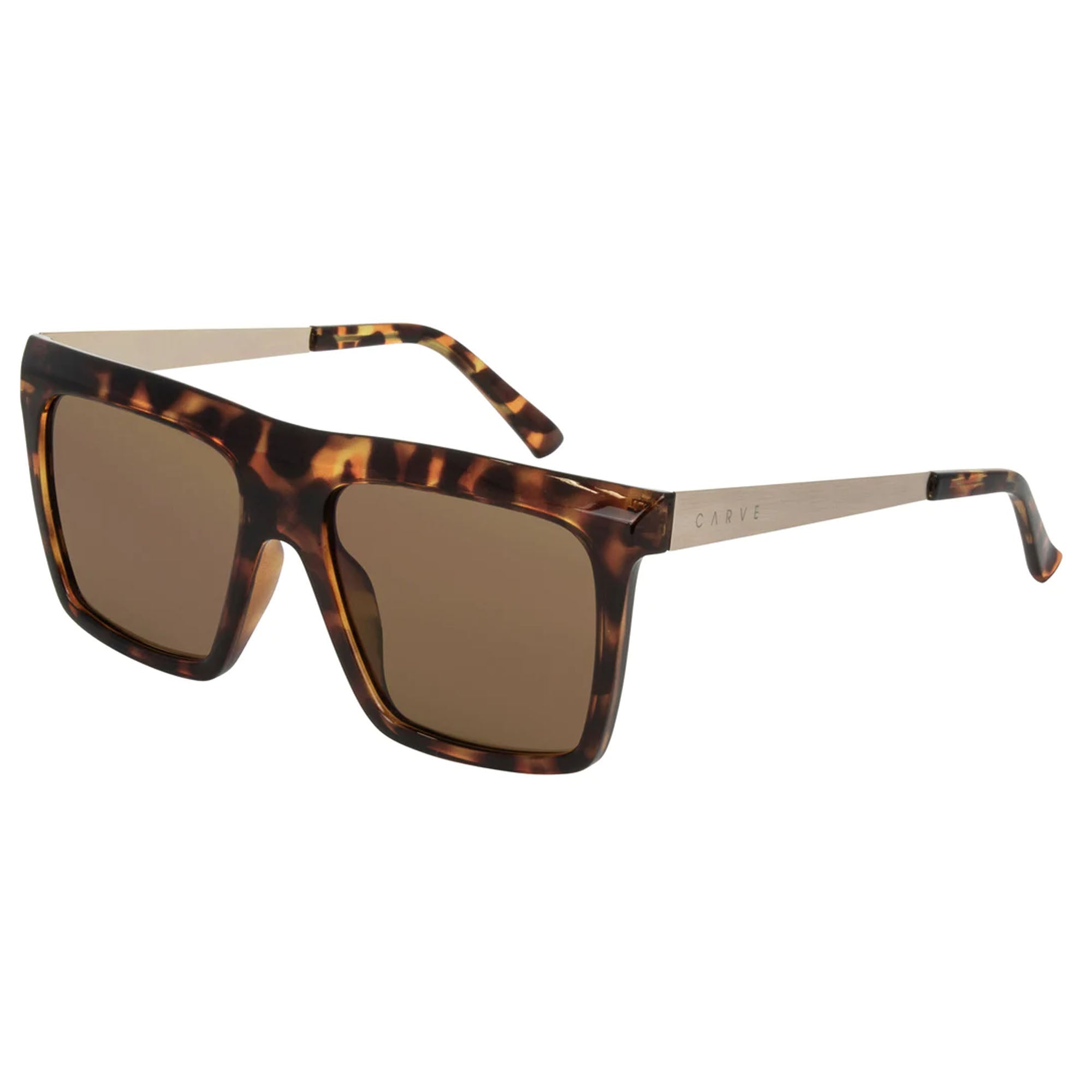 Carve Yoshi Women's Fashion Sunglasses - Glossy Tortoise Shell Frame with Gold Brown Lenses - UV Protection for Driving, Beach & Outdoor Activities