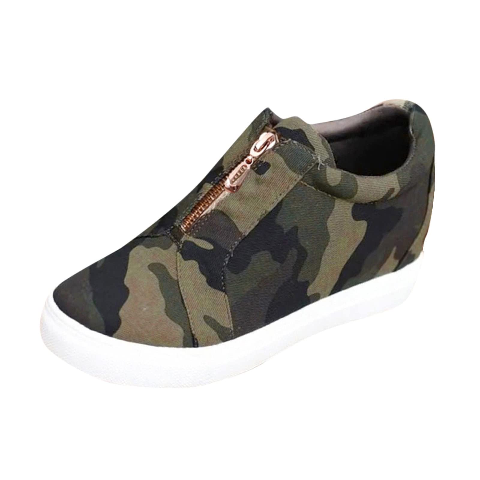 **Women's Slip-On Sneakers - Comfortable Casual Loafers for Walking, Fitness & Outdoor Activities - Breathable Brown Camouflage Shoes for Leisure & Dress (Size 10)**