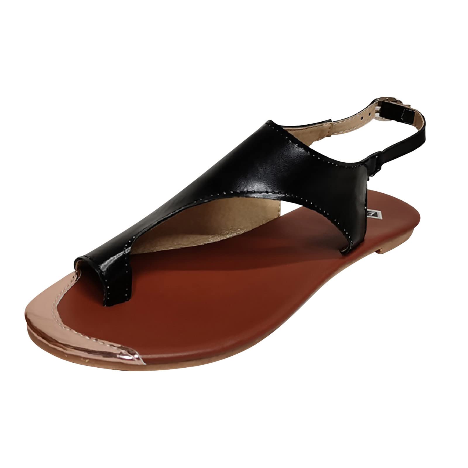 Women's Flat Sandals with Toe Ring & Ankle Buckle - Fashion Casual Slides for Summer | Beach, Pool, Vacation & Everyday Wear