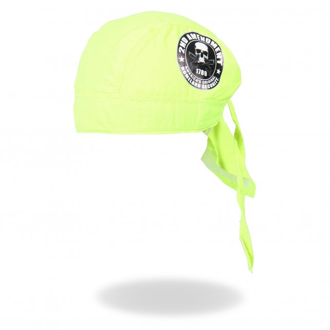 Hot Leathers Safety Green 2nd Amendment Premium Hi-Visibility Headwrap Du-Rag for Motorcycle Riding, Construction Work & Outdoor Safety