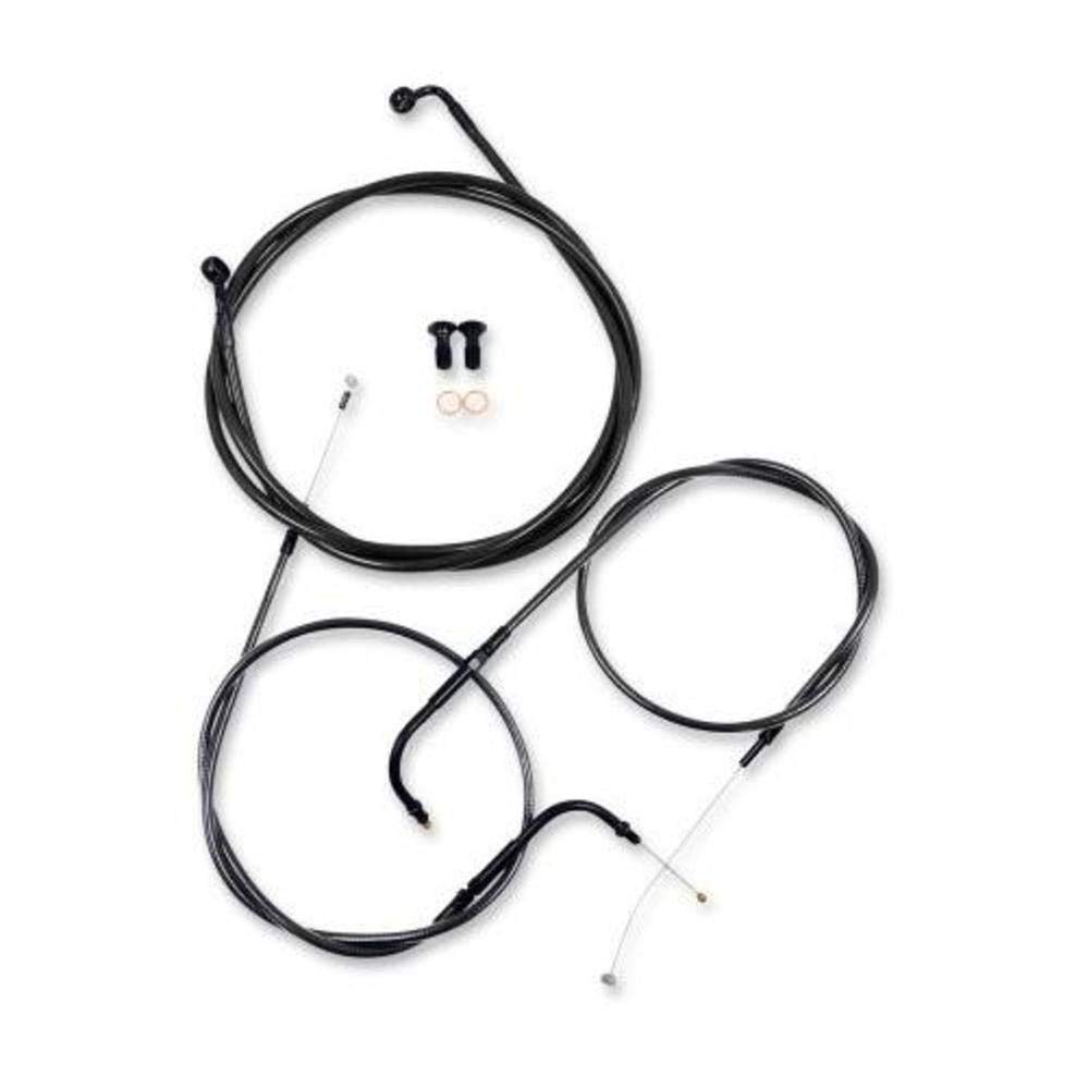 LA Choppers Motorcycle Cable & Brake Line Kit for 15-17in Ape Hanger Handlebars - Midnight Black - Perfect for Harley Davidson Custom Cruisers & Long-Distance Riding