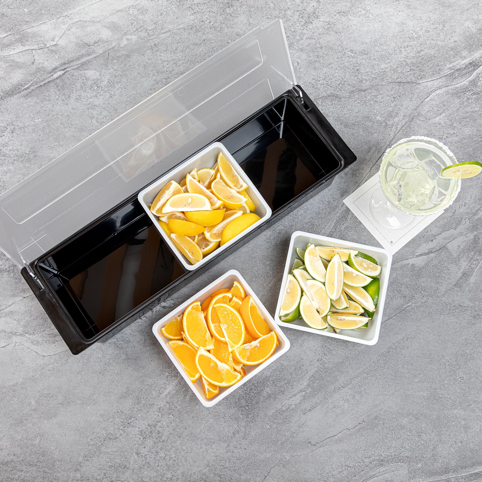 Bar Lux 1 Qt White Plastic Insert for 3-Compartment Condiment Caddy - Perfect for Restaurants, Cafes & Home Kitchen Organization (1 Count)