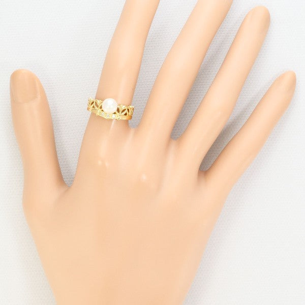 18K Yellow Gold Pearl Diamond Ring for Women - Elegant Bridal Jewelry, Wedding Engagement Gift, Anniversary Present, Valentine's Day Special