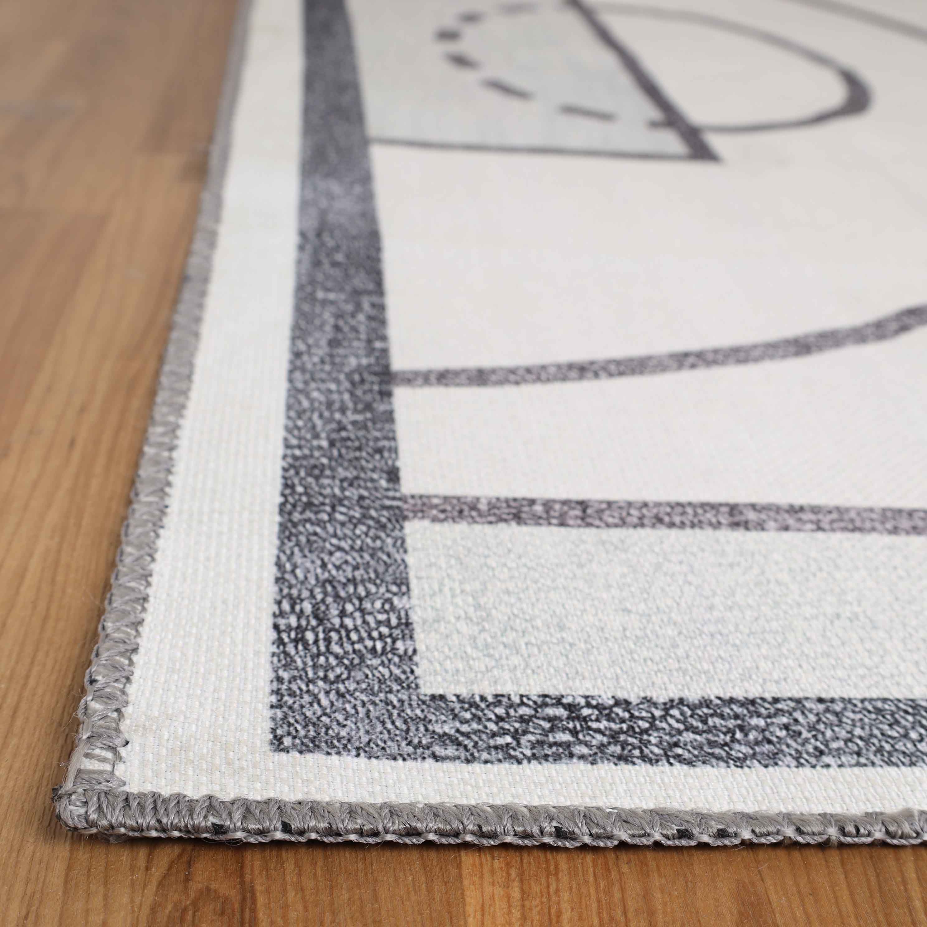 Non-Slip Kids Washable Indoor Basketball Court Playroom Area Rug - Perfect for Playrooms, Bedrooms & Game Rooms