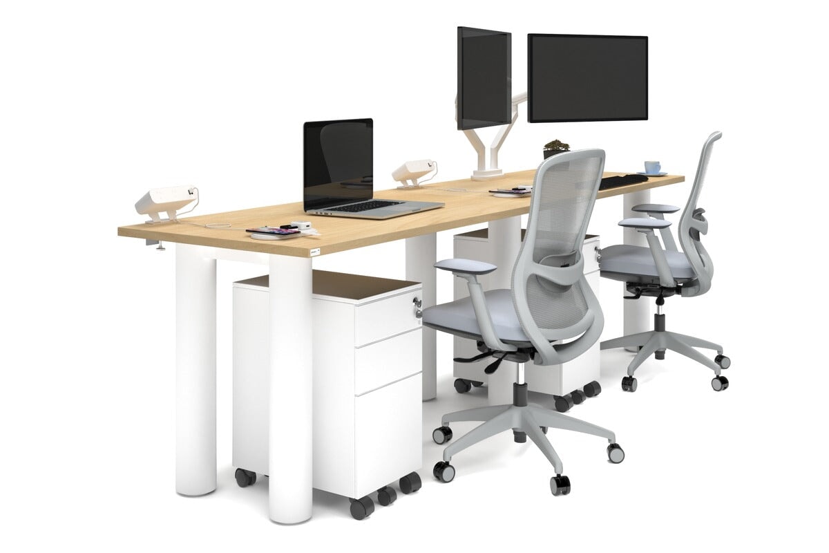 Quadro Cylinder Leg 2 Person Office Workstation Desk - 1200L x 700W - Modern Collaborative Workspace Solution for Home & Business Offices