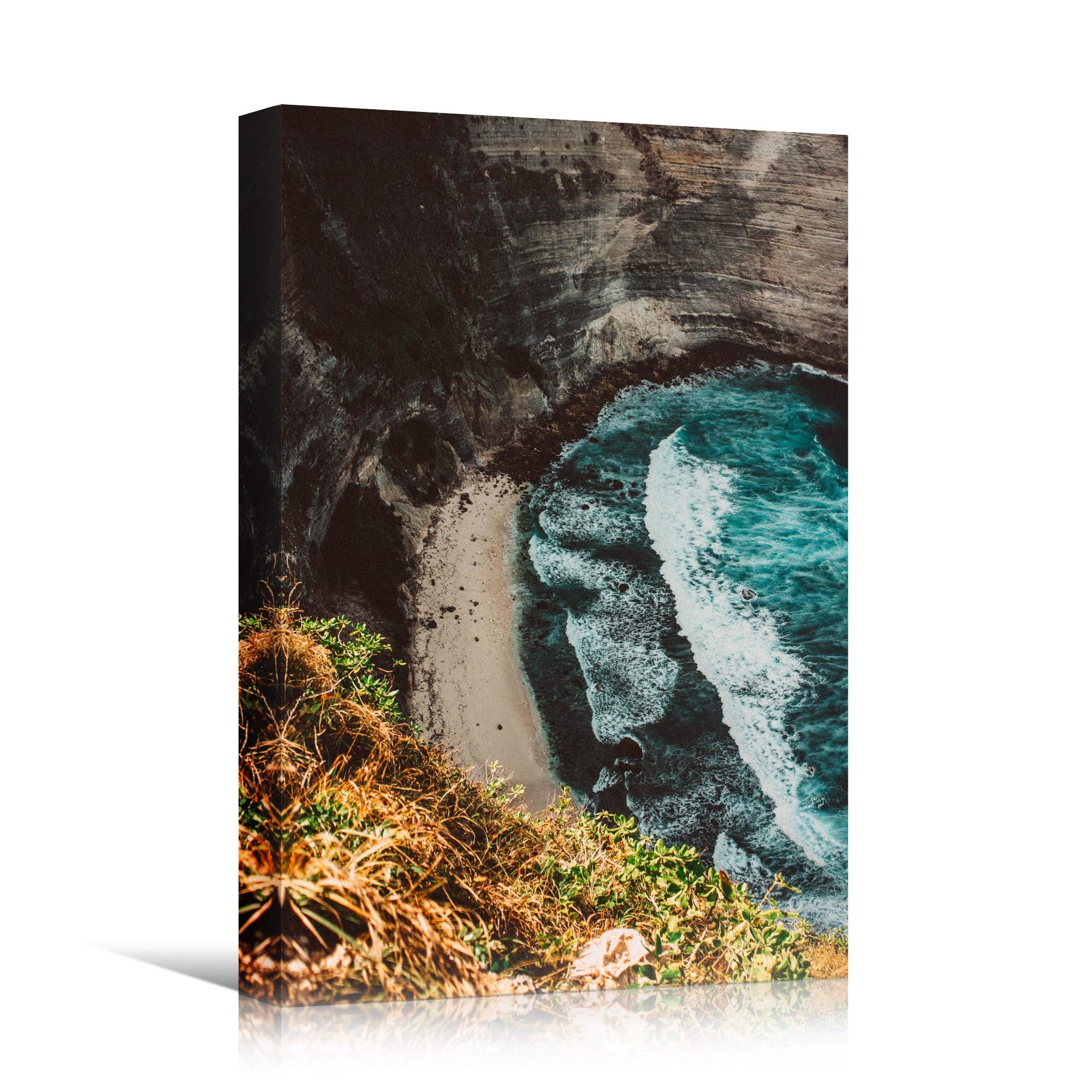 SIGNWIN 32x48 Inches Canvas Wall Art - Rocky Seas Beach Blue Coastal Photography for Relaxation & Calm | Perfect for Living Room, Bedroom & Office Decor