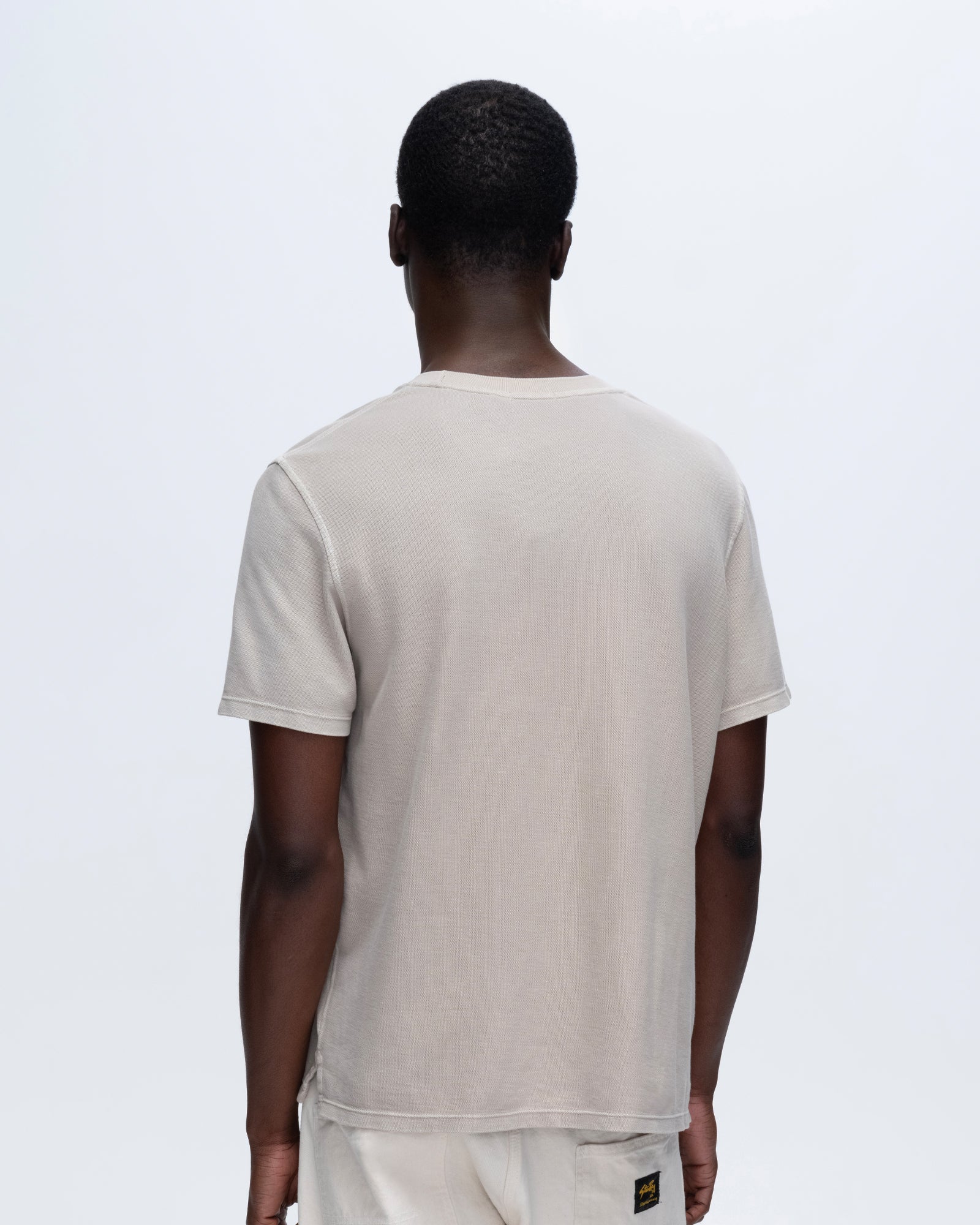 Men's Pique Short Sleeve Crew Neck Pocket T-Shirt | Pigment Washed Sandy Beige | Casual Wear & Summer Outfits
