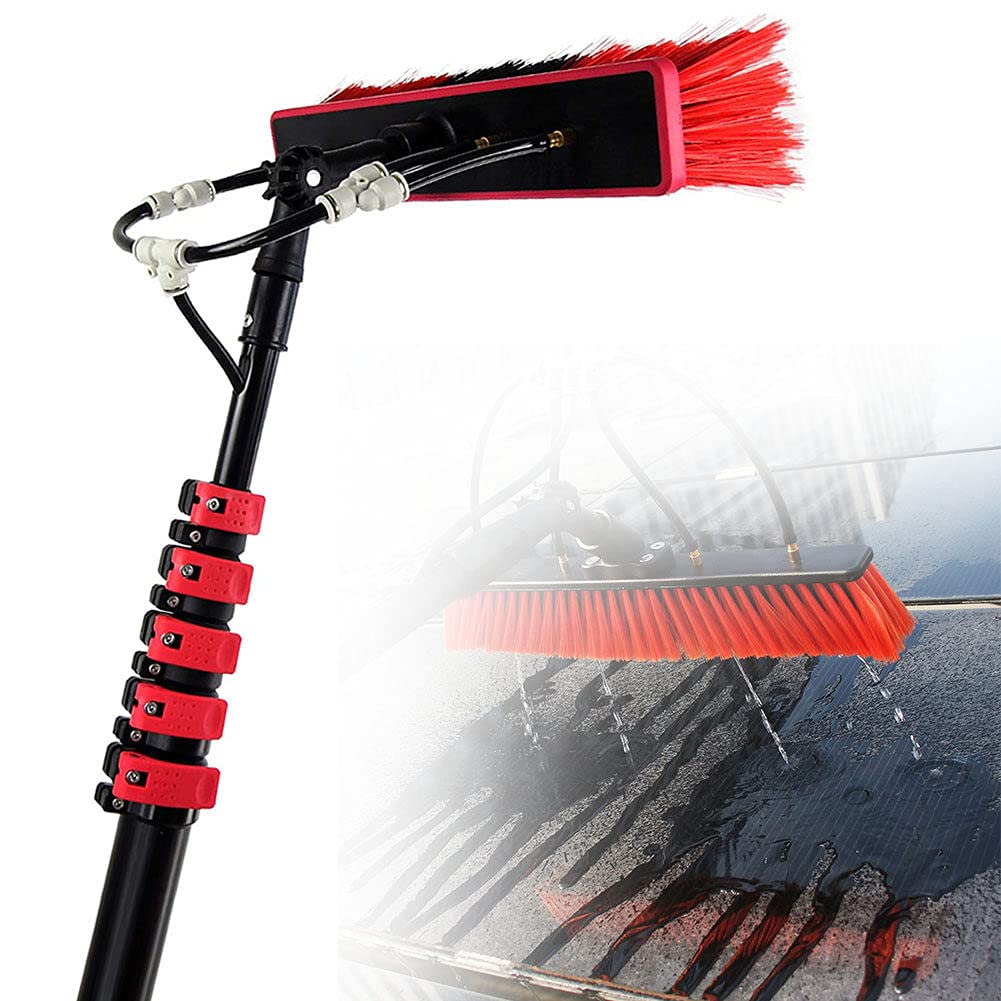 **12Ft-36Ft Water Fed Pole Window Cleaning Brush - Aluminum Extendable Outdoor Window Cleaner for Trucks, Solar Panels & Home Windows - 24FT/7.2M - Perfect for High-Rise, RV & Vehicle Washing**