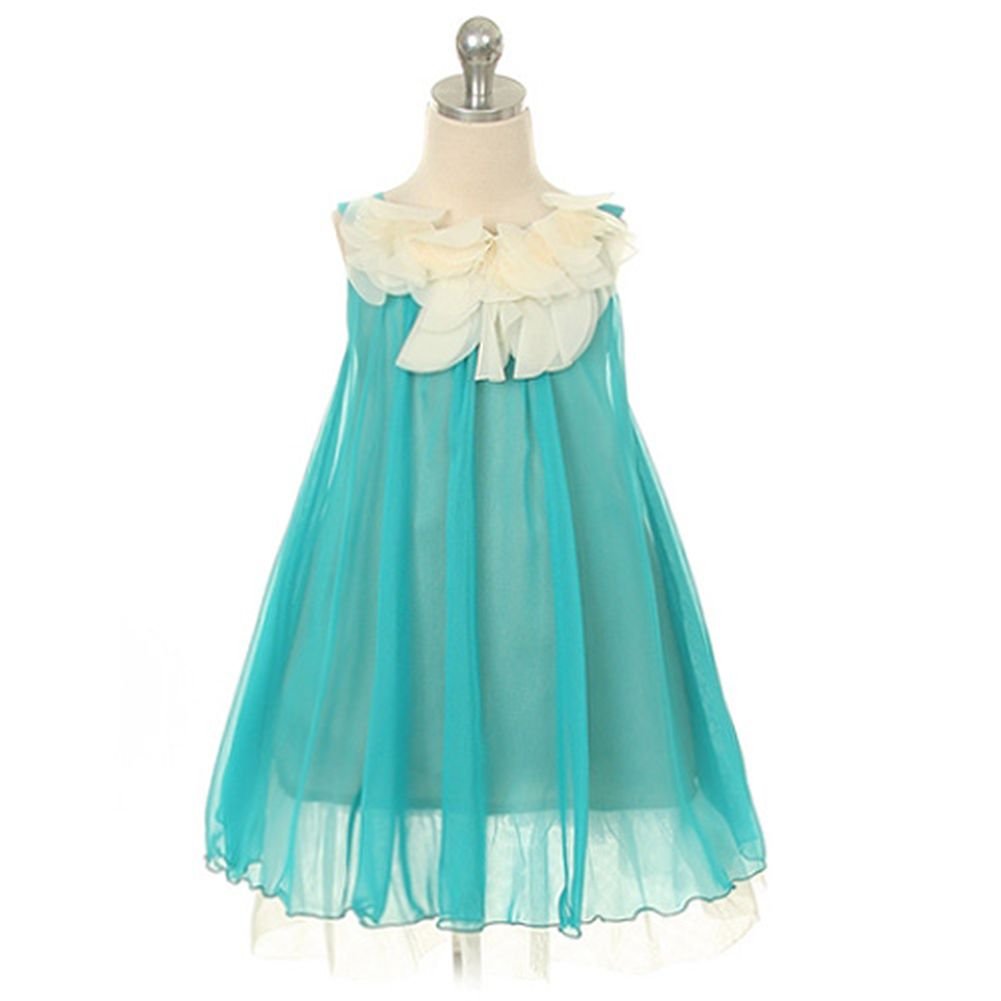 Kids Dream Little Girls 4 Turquoise Floral Lace Bodice Easter Dress - Perfect for Easter Sunday, Spring Photoshoots & Special Occasions