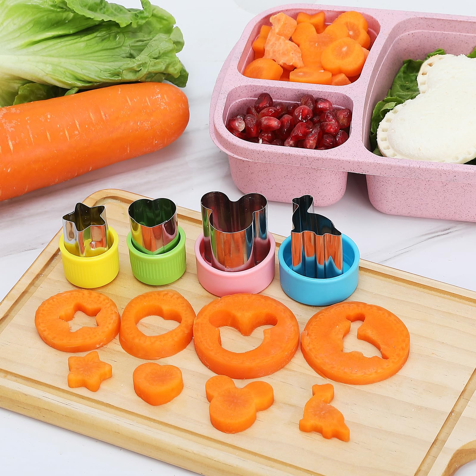 Dravency 8-Piece Sandwich Cutters & Sealer Set - Crust Remover for Sandwiches, Burgers & Pies with Bonus Vegetable Fruit Cutters - Perfect for Kids Lunch Box, Bento Box & School Snacks