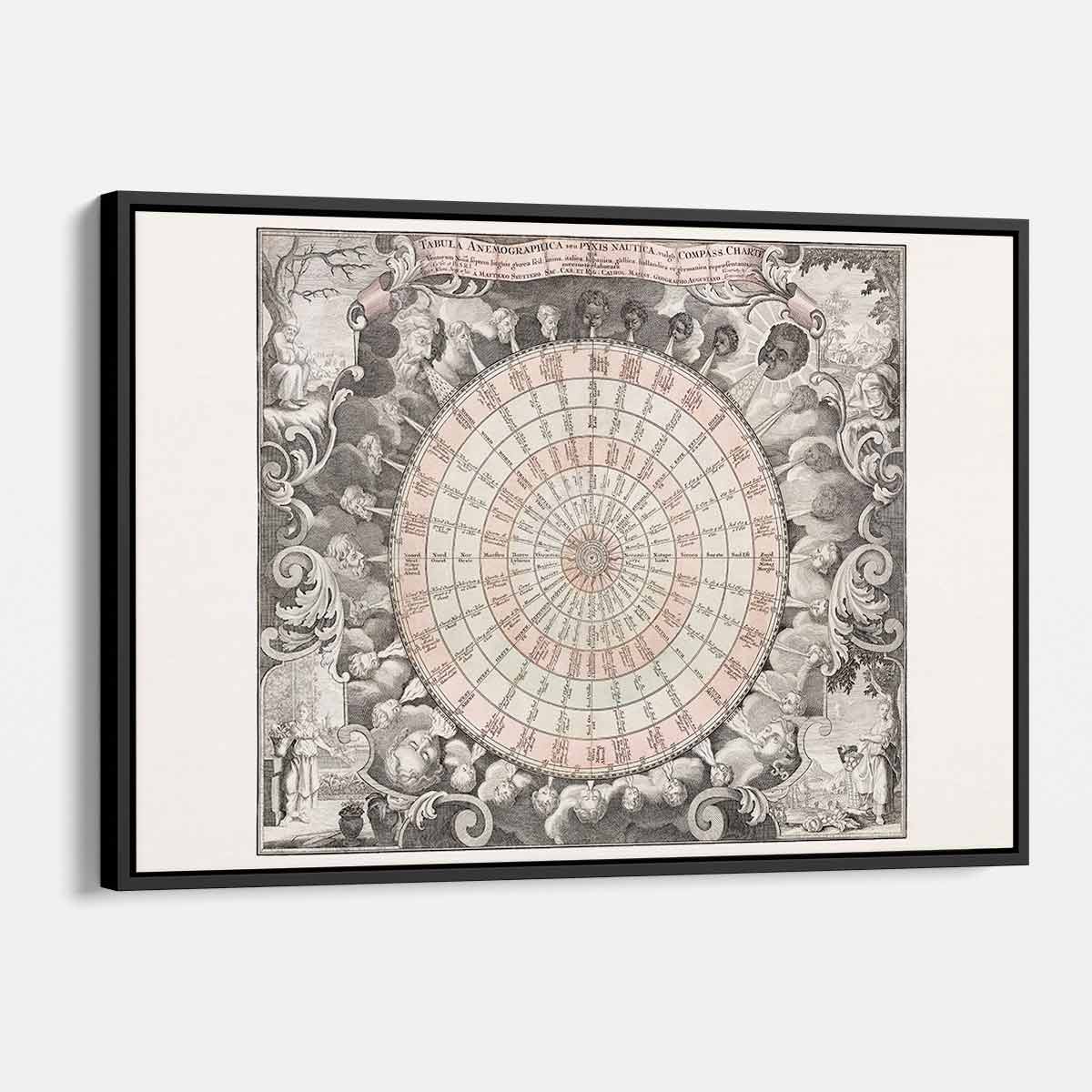 Grey Wind Map Wall Art Canvas Print - Vintage World Map Decor for Home & Office - Perfect for Living Room, Bedroom, or Study Room Decor