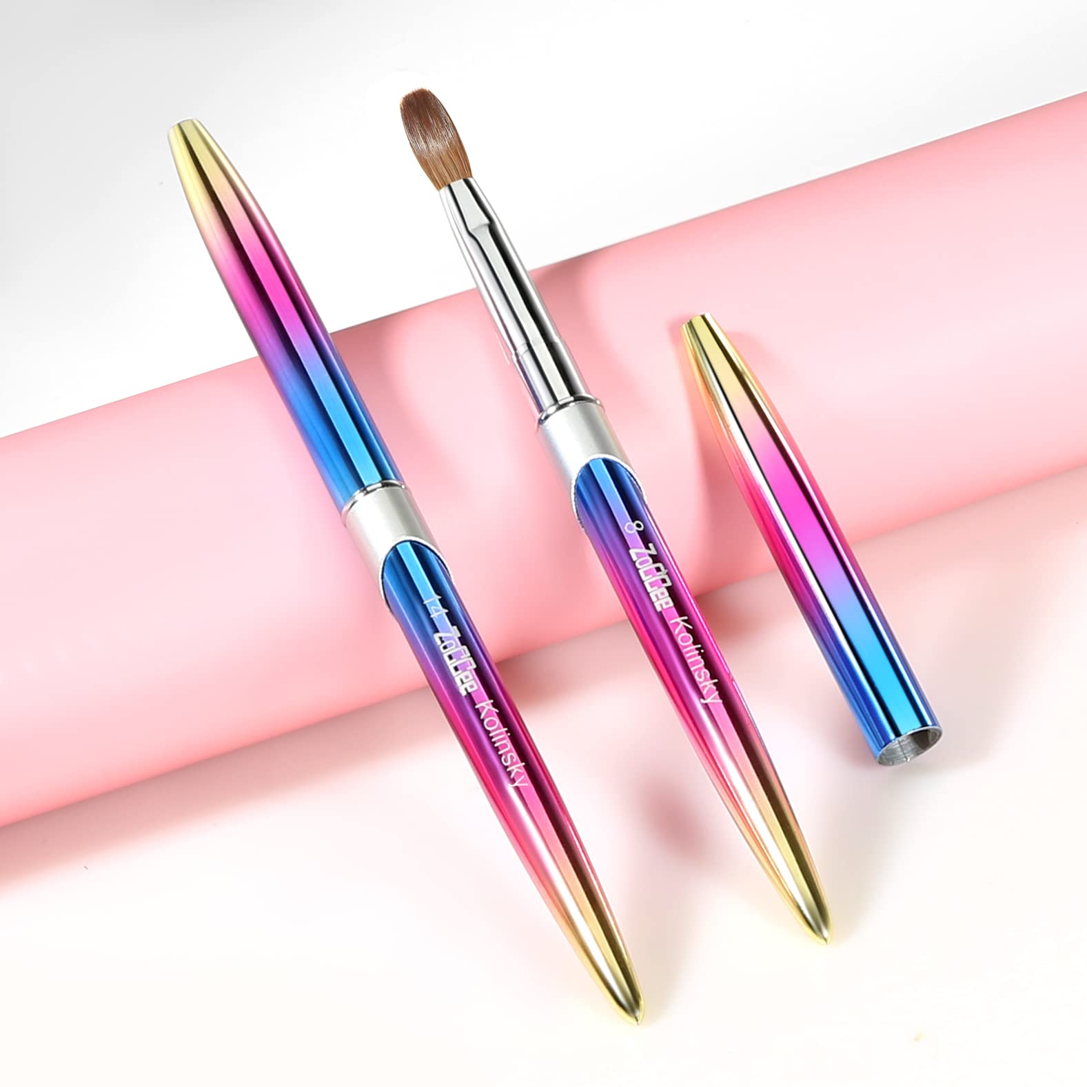 **Professional Kolinsky Acrylic Nail Brush Size 12 - 100% Natural Hair for Acrylic Application & Nail Art - Perfect for DIY Manicure, Home Salon & Professional Use (Gradient Design)** - Ideal for Acrylic Nails, Gel Extensions & Detailed Nail Art Designs