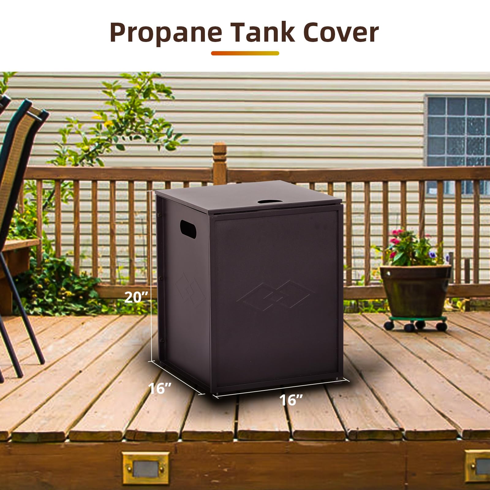 **Dual Function Propane Tank Cover Table with Storage Sides – Outdoor Gas Tank Storage Side Table for 20 lbs Propane Tanks – Perfect for Gas Fire Pits, Grills, Griddles & Stoves – Brown**    *(Ideal for Patio, Backyard, Camping & BBQ Gatherings – Protects & Organizes Your Propane Tank in Style!)*