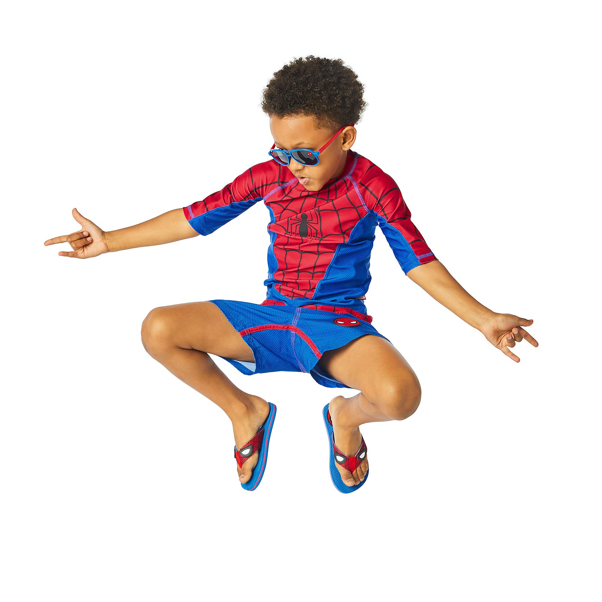 Marvel Spider-Man Boys' Rash Guard Shirt - UPF 50+ Sun Protection for Swimming, Surfing & Beach Activities