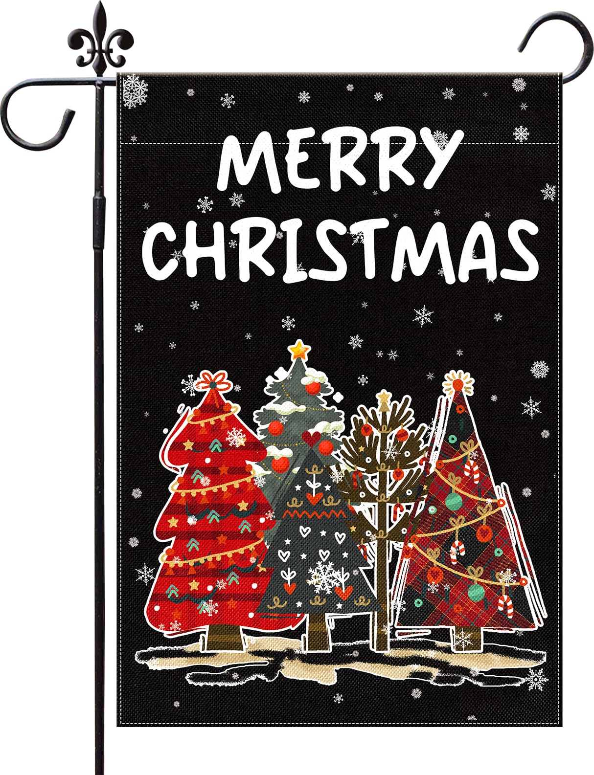 12x18 Inch Double Sided Christmas Tree Garden Flag - Merry Christmas Outdoor Decorative Burlap Yard Flag for Winter Holiday Decorations | Perfect for Front Yard, Porch, Lawn & Seasonal Festive Displays