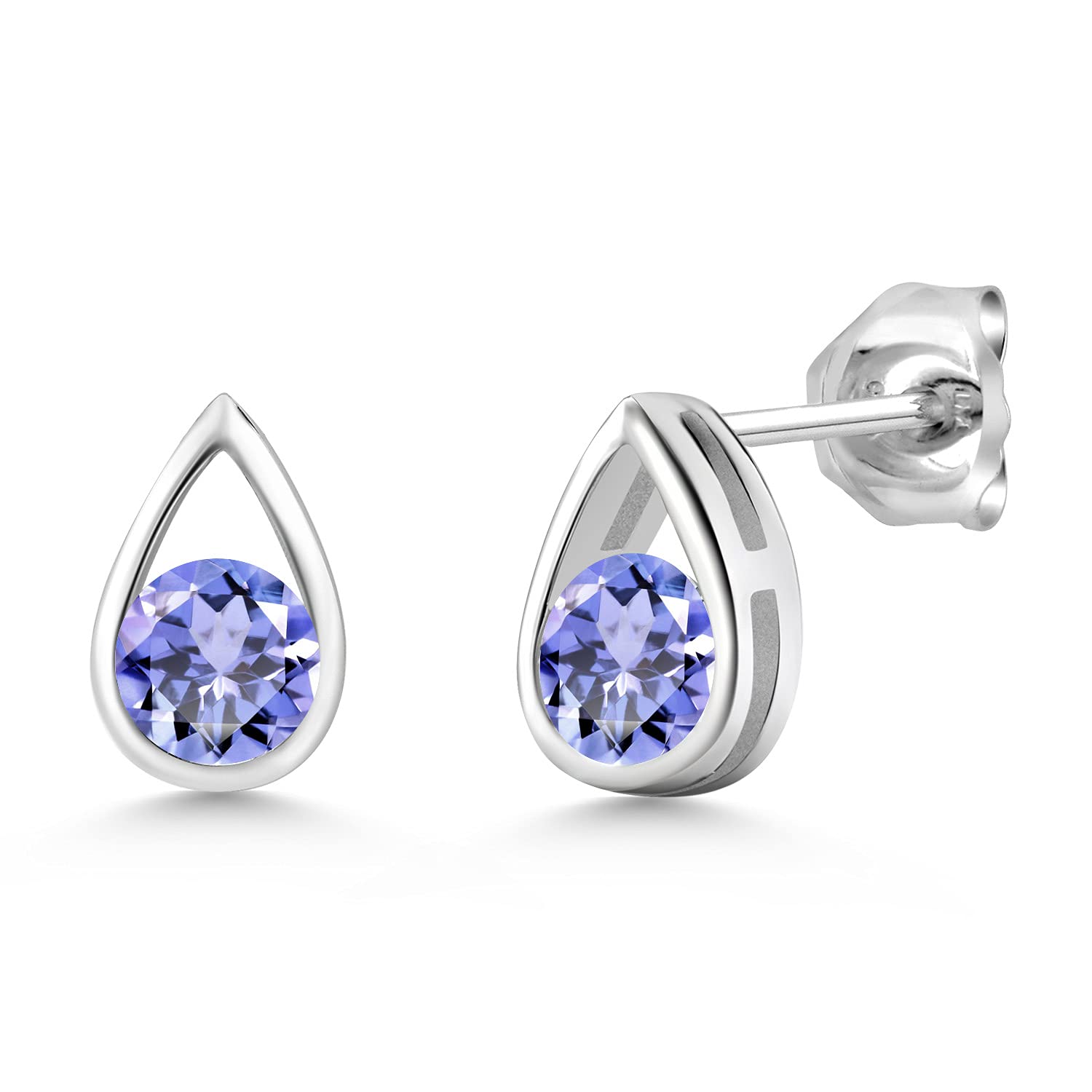 Gem Stone King Teardrop Stud Earrings for Women & Men - 925 Sterling Silver 5mm Round Birthstone Jewelry | Elegant Gift for Mom, Wife, Her | Perfect for Birthdays, Anniversaries & Special Occasions