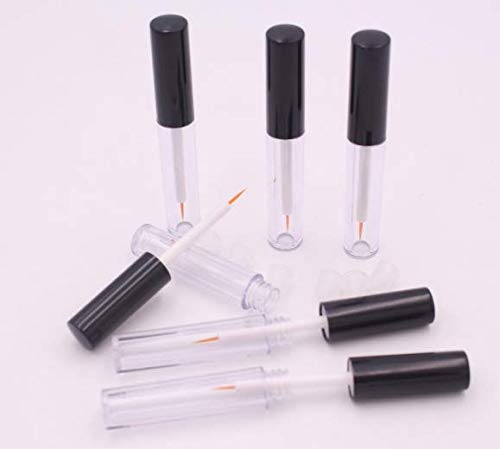 6Pcs 5ML Empty Clear Plastic Eyeliner Tubes with Black Lids & Rubber Plugs - Refillable Mascara Bottles for Eyelash Growth Oil, Eye Gloss & Makeup Storage | Perfect for DIY Beauty, Salon Use & Travel Toiletry Kits