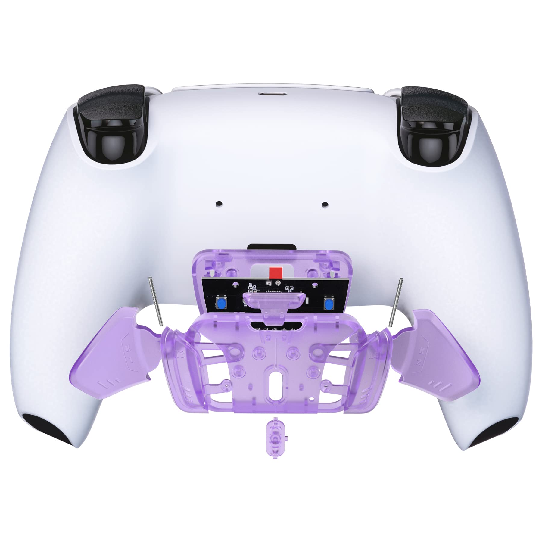 eXtremeRate Clear Atomic Purple PS5 Controller Back Buttons Housing & Remap PCB Board Kit for RISE4 - Compatible with K1 K2 K3 K4 Models - Perfect for Gaming, Customization & Controller Modding (Accessories Not Included)