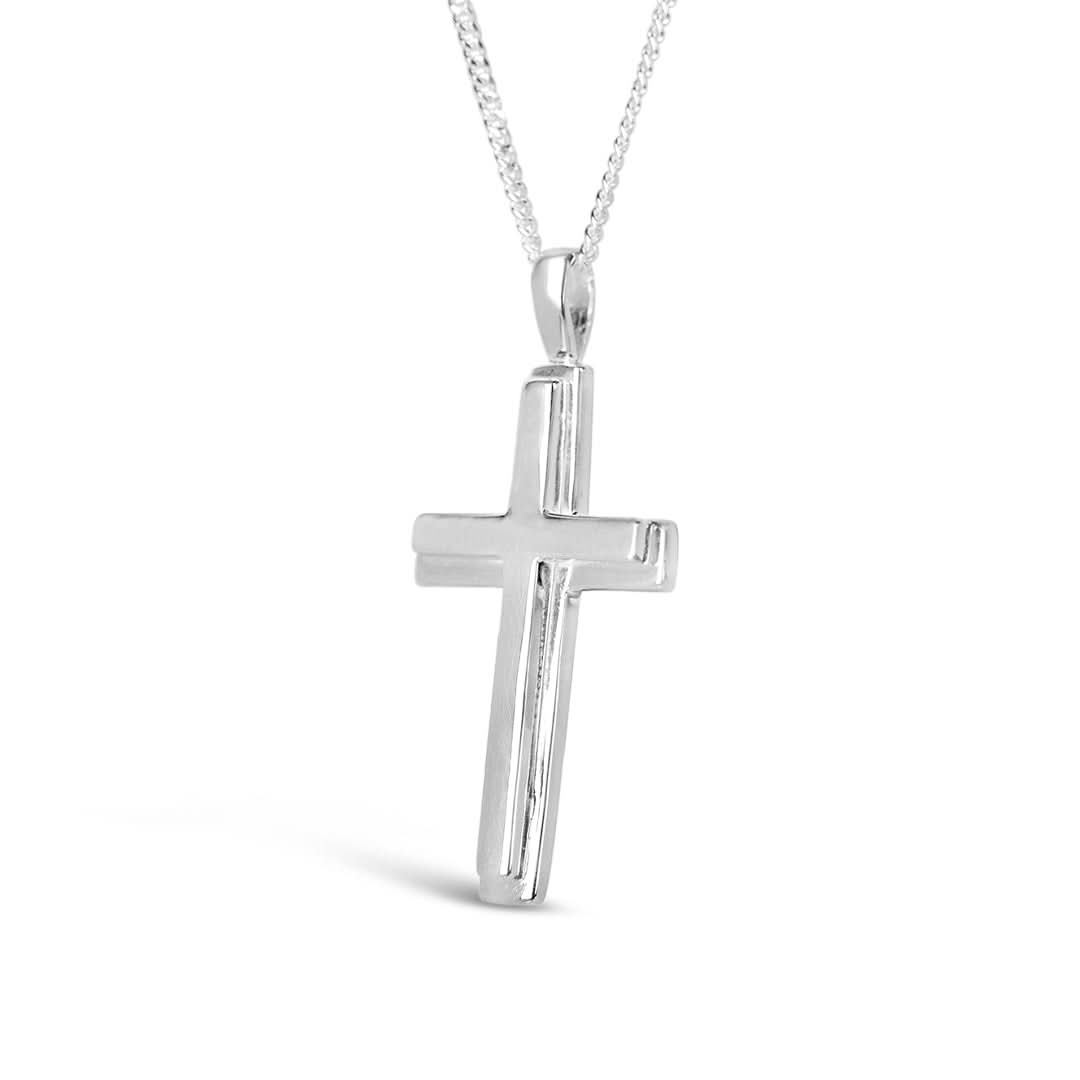Men's Heavy Silver Cross Necklace - Religious Jewelry for Men - Perfect for Church, Gifts & Everyday Wear