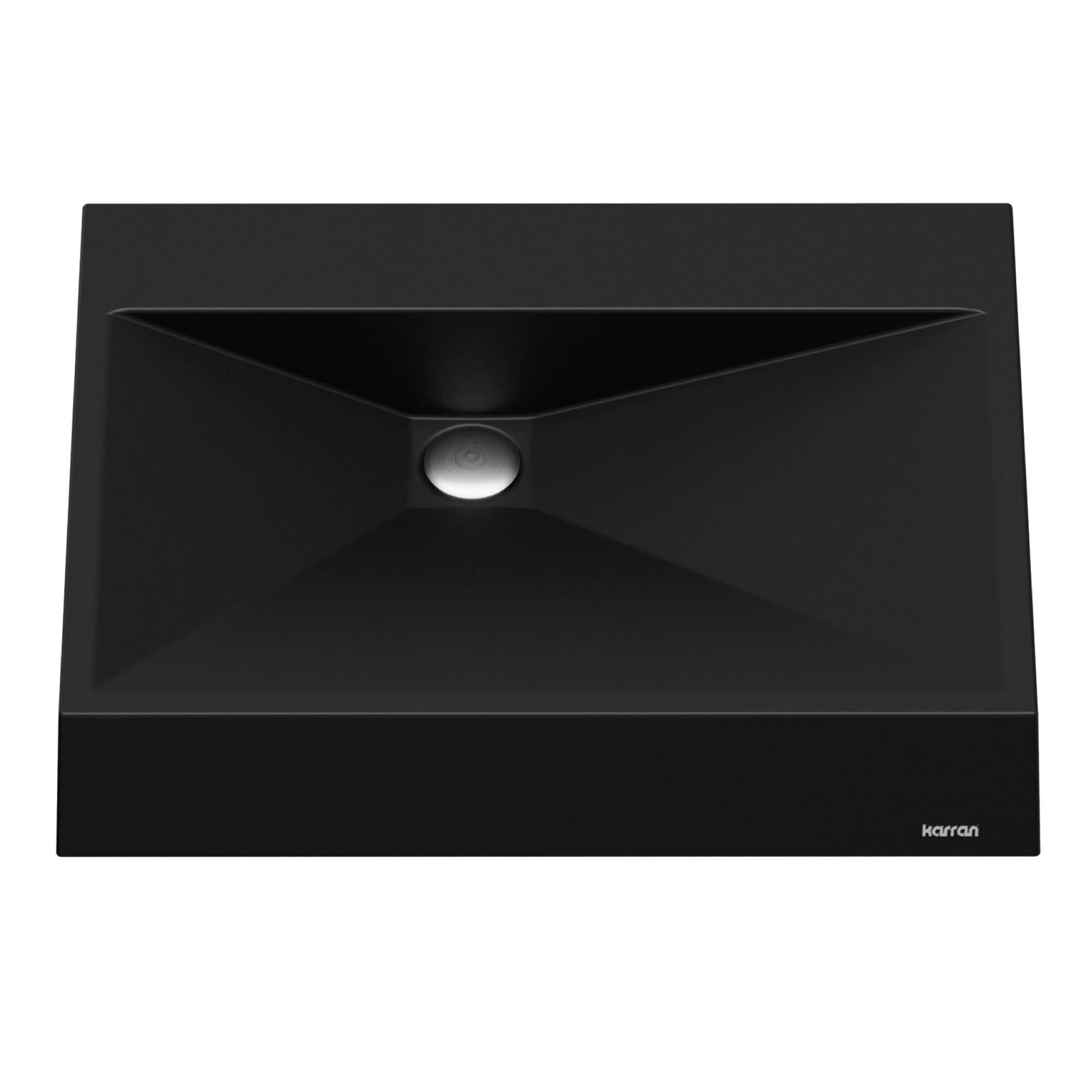 Karran Envy SQS100 24.5 Inch Black Quartz Bathroom Vessel Sink - Modern Countertop Basin for Vanity, Powder Room & Luxury Bathroom Decor