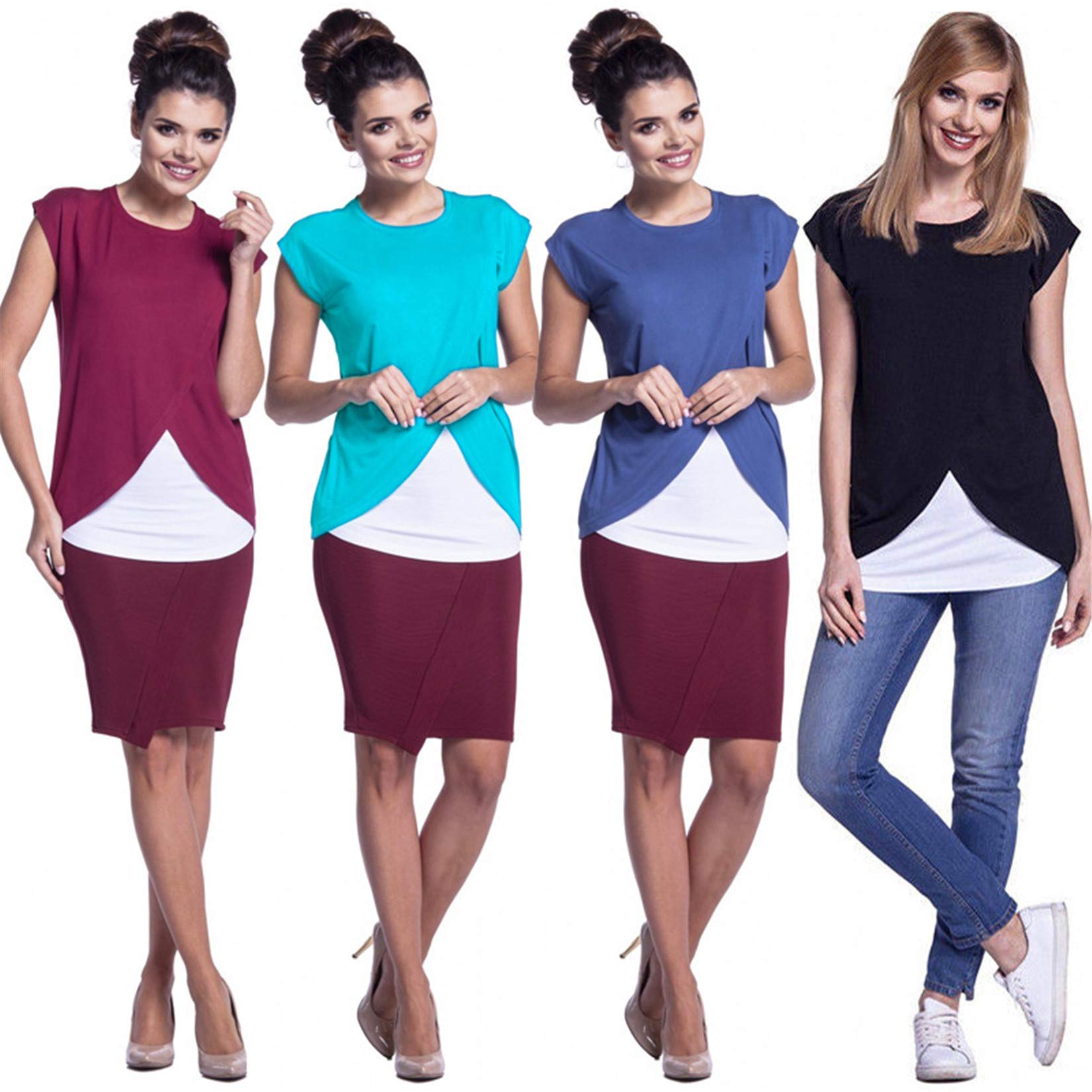 Andongnywell Women's Maternity Nursing Tops - Soft Short Sleeve Breastfeeding Shirts for Comfortable Pregnancy & Nursing | Perfect for Daily Wear, Hospital Visits & Mother-Baby Bonding Time