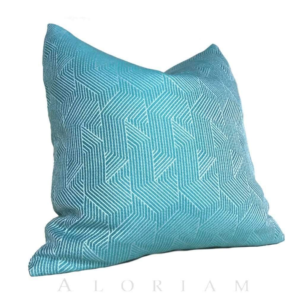 Stylish Jade Green Geometric Lines Pillow Cover - Modern Home Decor for Sofa, Bed & Living Room