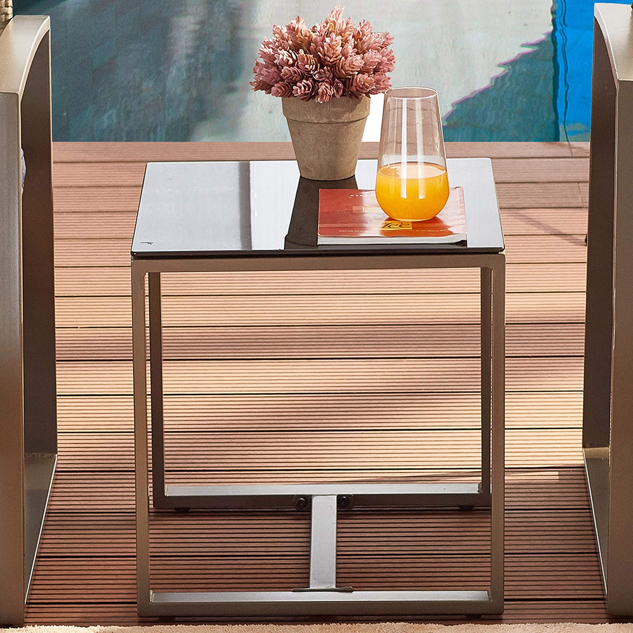 5-Piece Wicker Patio Furniture Set with Cushions - Outdoor PE Rattan Conversation Set Includes Chairs, Ottoman & Side Table for Porch, Balcony, Garden (Blue) - Perfect for Backyard Relaxation & Outdoor Entertaining