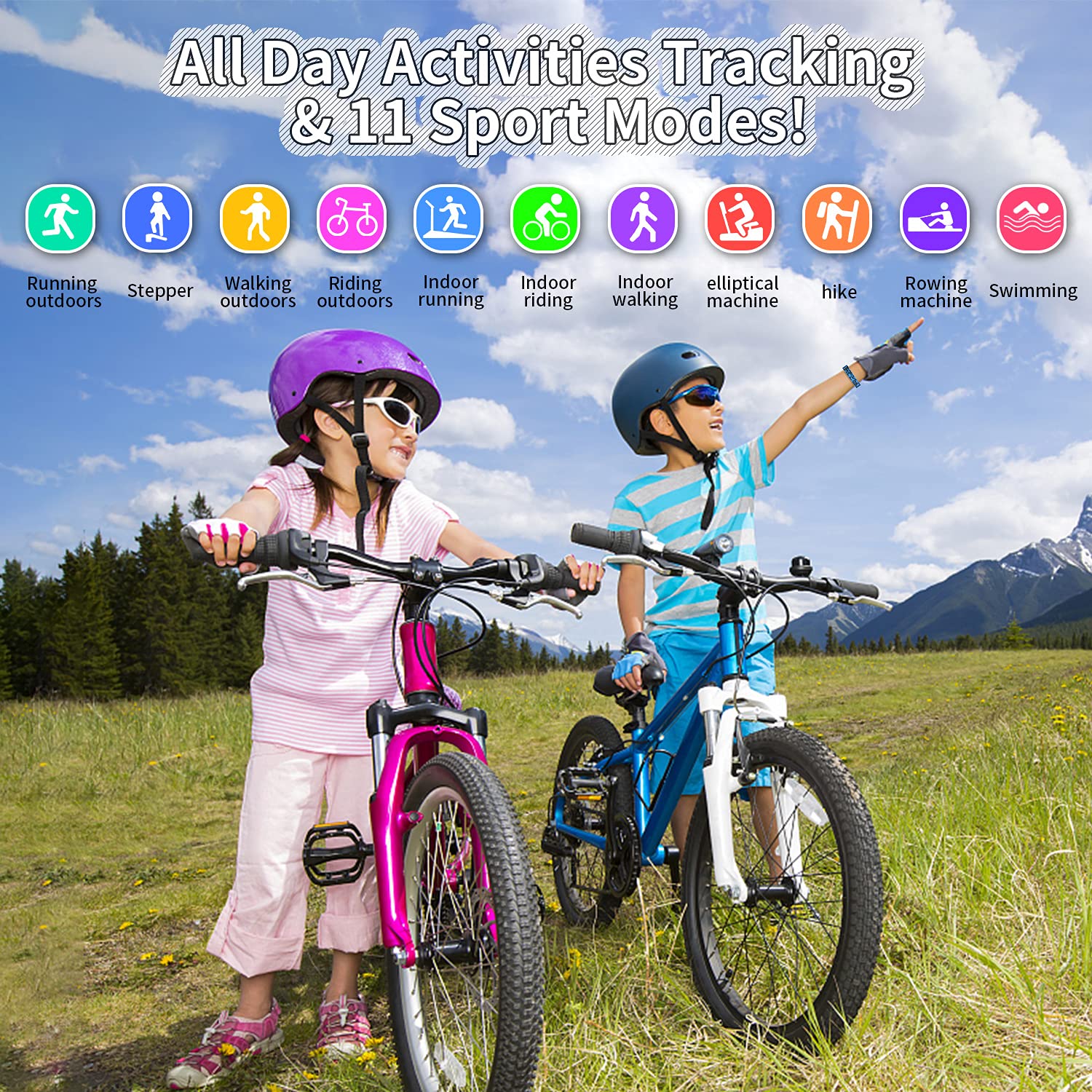**Kids Fitness Tracker Smart Watch - IP68 Waterproof Activity Tracker with Pedometer, Stopwatch & 11 Sport Modes for Boys & Girls Ages 6-16 - Perfect for School, Sports & Outdoor Play**