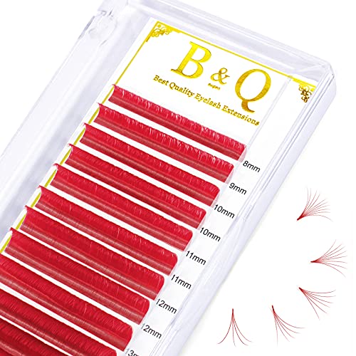 B&Q LASH Colored Eyelash Extensions - Red Volume Lashes D-0.05-20-25 MIX, Easy Fan Lashes with C/D Curl for Salon & DIY Use | Perfect for Party, Wedding & Special Occasion Makeup