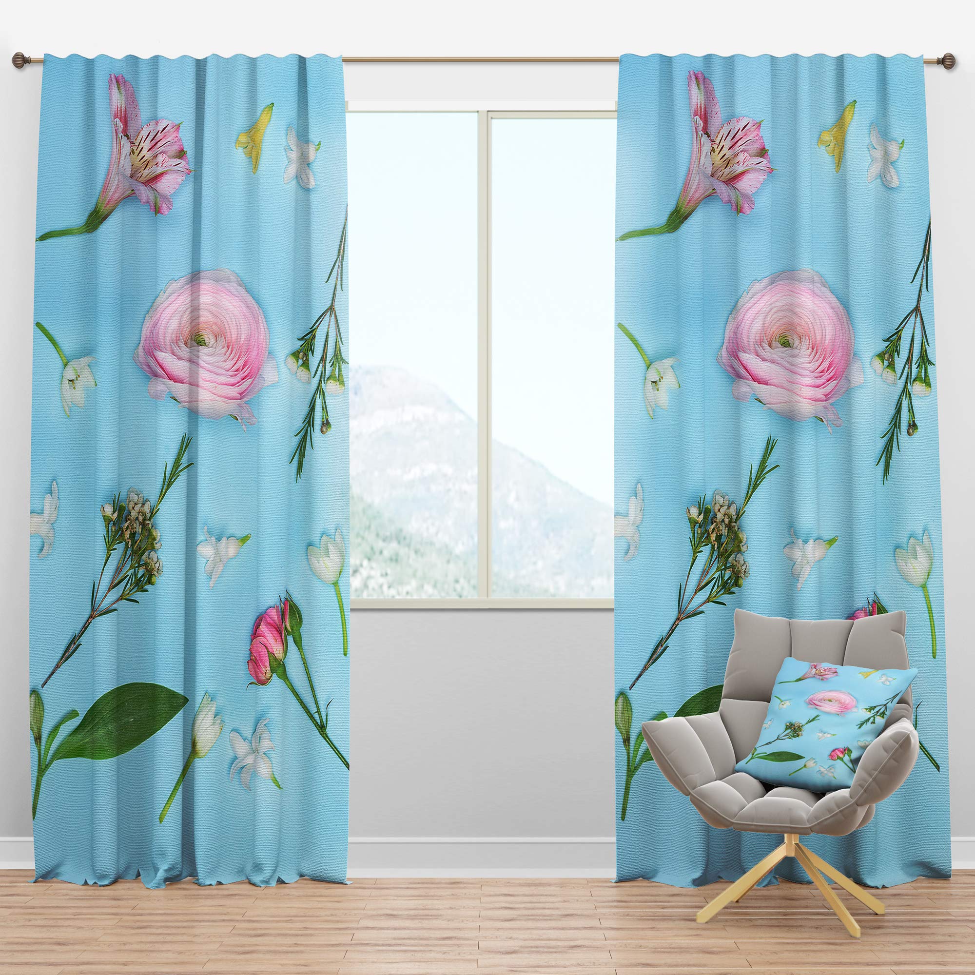 DesignQ Blackout Curtains 'Fresh Beautiful Blooming Rose' - Thermal Insulated Bedroom & Living Room Curtains - Single Panel 52x63 Inches - Perfect for Light Blocking, Privacy & Temperature Control