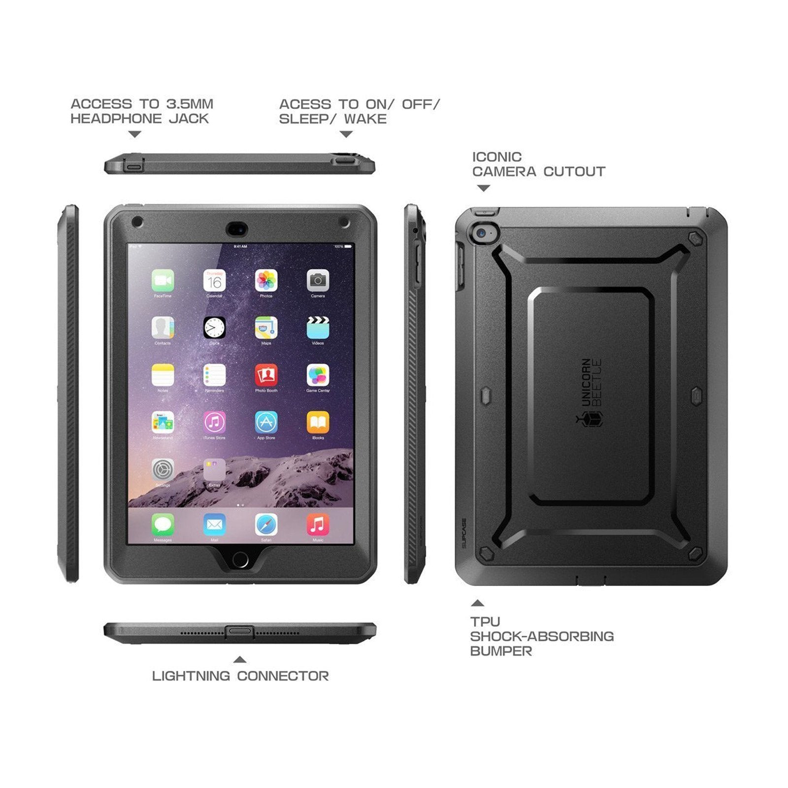 iPad Air 2 Unicorn Beetle Pro Full Body Protective Case - Shockproof & Drop Protection - Perfect for Work, Travel & Outdoor Activities