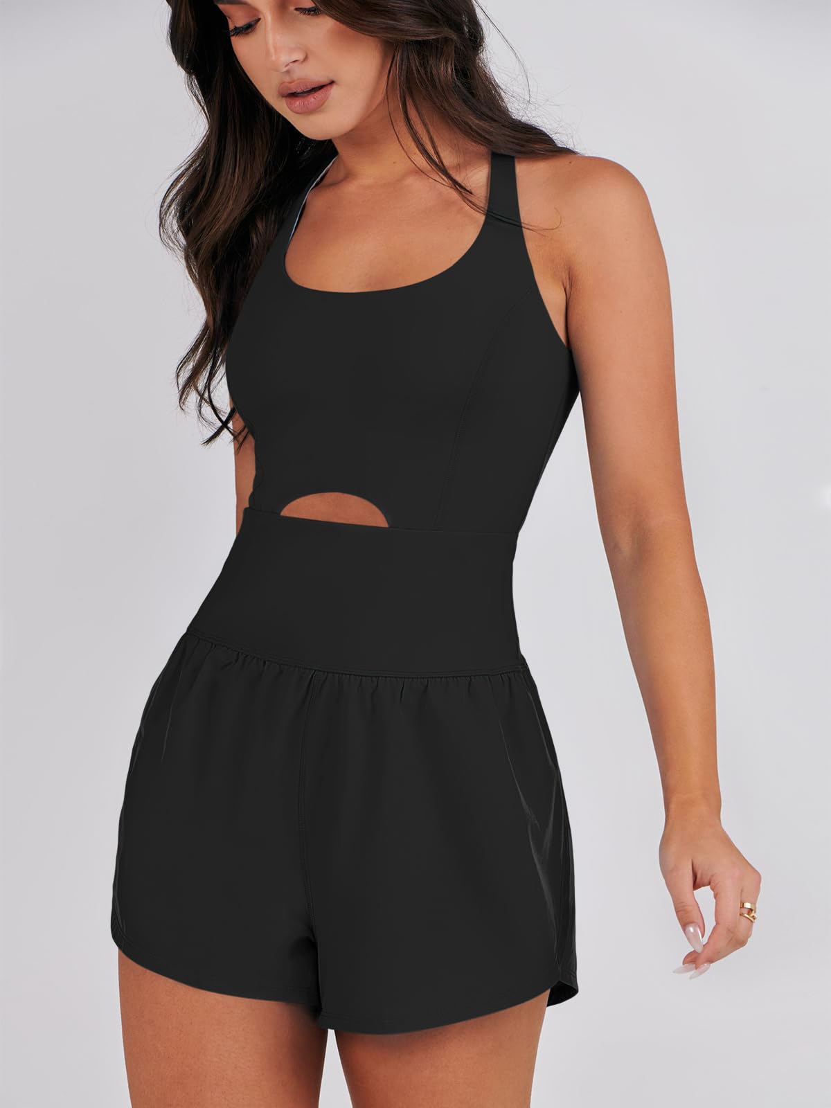 ANRABESS Women's Workout Romper Jumpsuit - Gym, Yoga & Running Activewear Set | Summer 2025 Fitness Outfits for Women | Perfect for Yoga Class, Gym Sessions & Outdoor Workouts