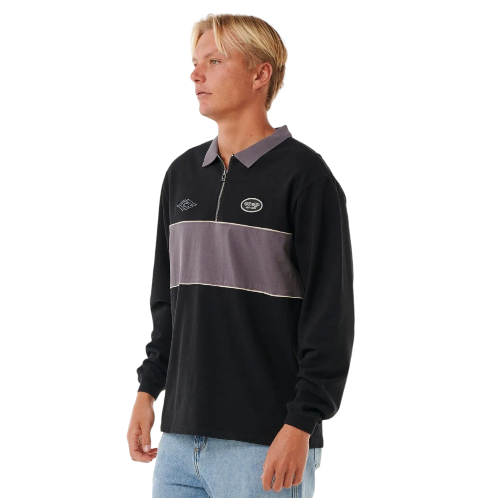 Rip Curl Quest Rugby Shirt for Men - Comfortable Short Sleeve Casual Button Up Shirt for Surfing, Beach, and Outdoor Activities