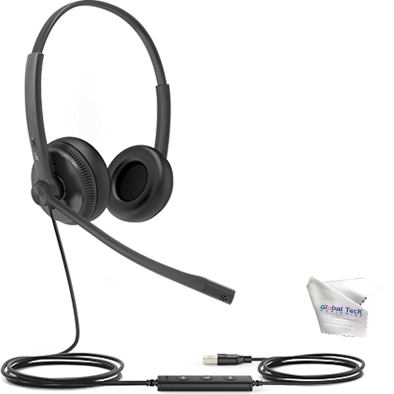 Yealink UH34 Duo Teams USB-C Stereo Wired Headset with Noise Cancelling Mic - Compatible with PC, Mac, Desk Phones & Softphones (Microsoft Teams, Zoom, RingCentral, 8x8, Vonage) - Includes Microfiber Bag - Perfect for Remote Work, Online Meetings & Call Centers