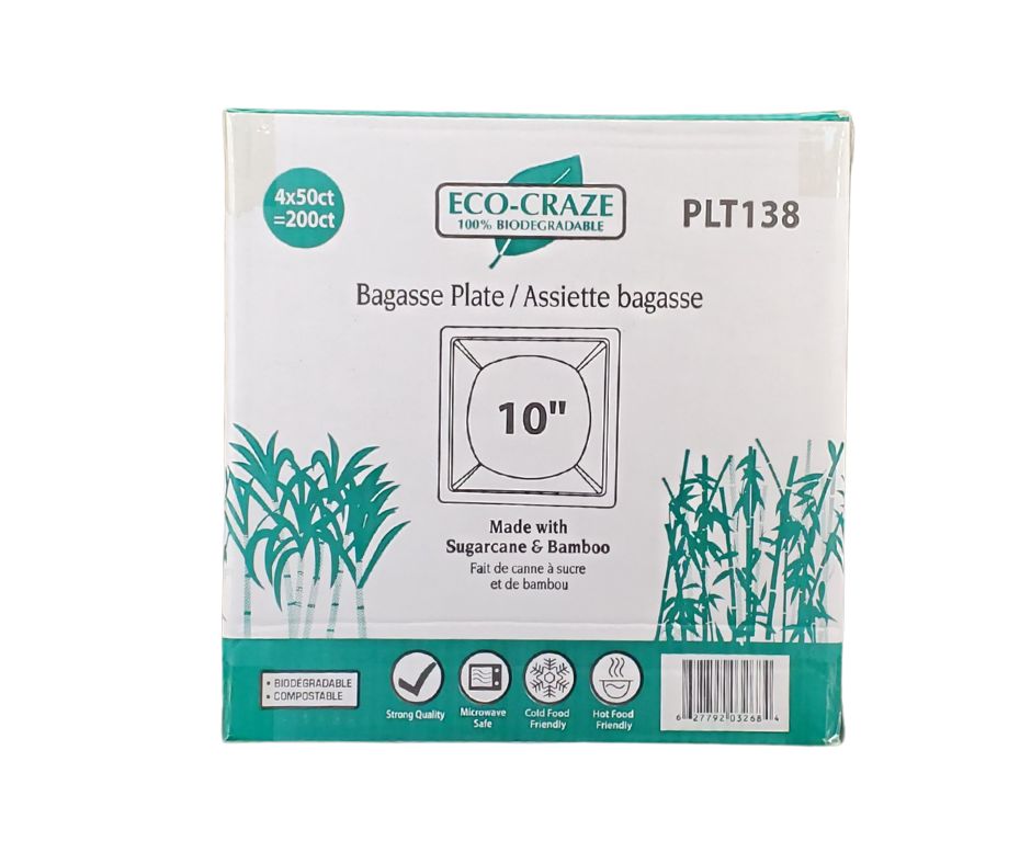 Eco-Friendly 10-Inch Square Biodegradable Plates - Perfect for Parties, Picnics & Sustainable Dining