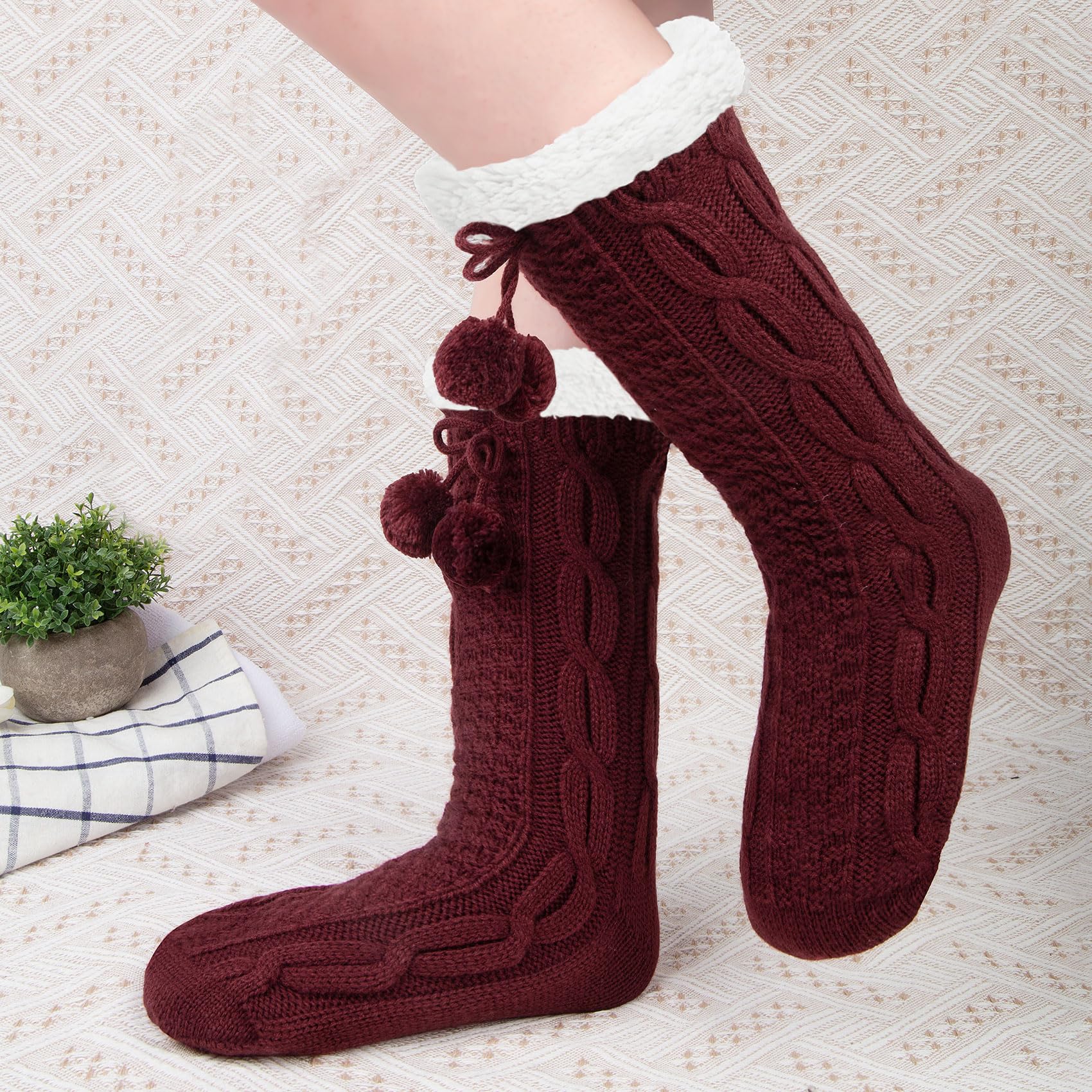 Justay Women's Warm Fluffy Non-Slip Thermal Bed Socks - Cozy Winter Slipper Socks for Cold Nights - Perfect for Sleeping, Lounging & Home Comfort