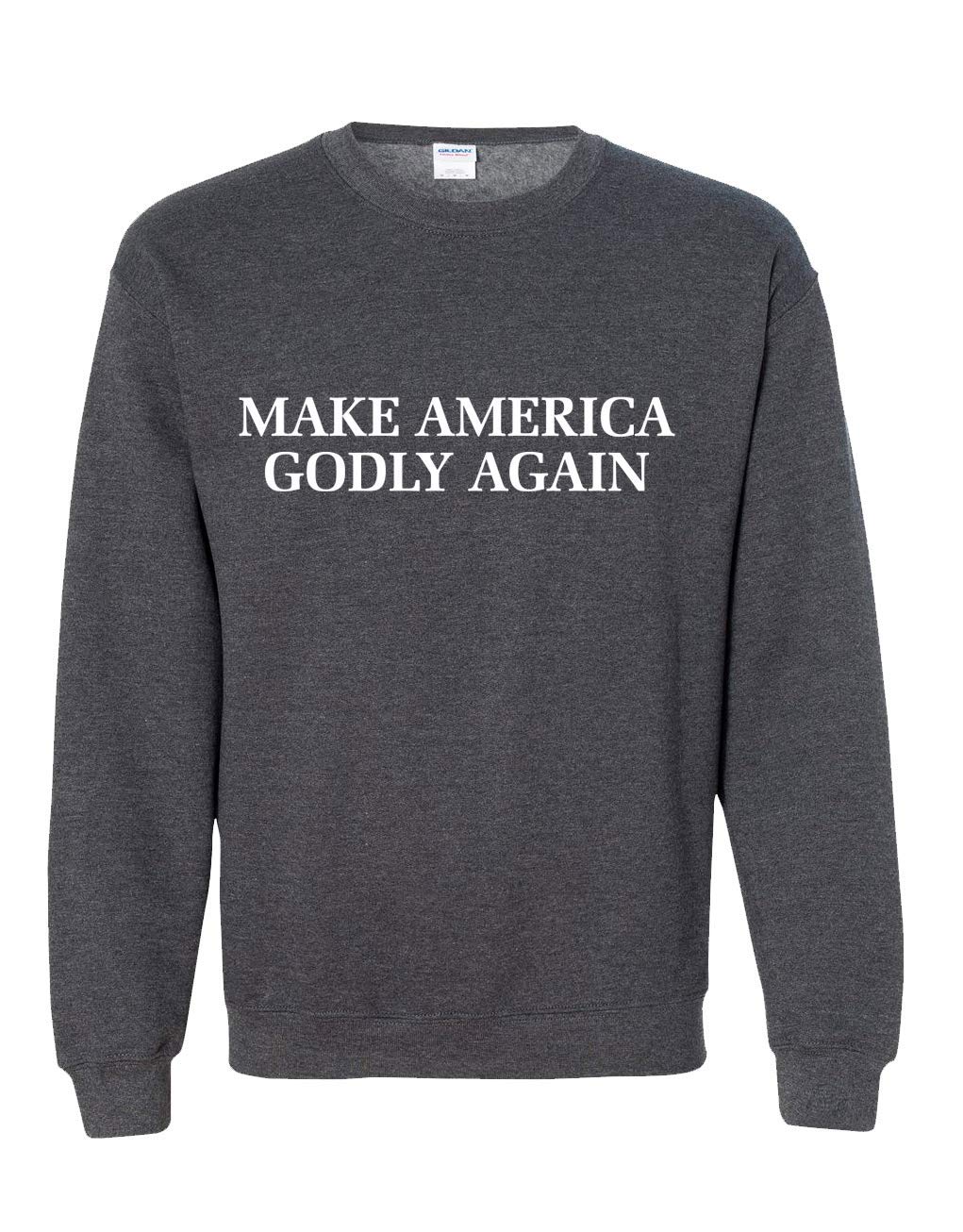 Trenz Shirt Company Christian Make America Godly Again Crew Neck Sweatshirt | Religious Apparel, Patriotic Christian Clothing, Comfortable Pullover | Perfect for Church, Prayer Meetings & Conservative Events