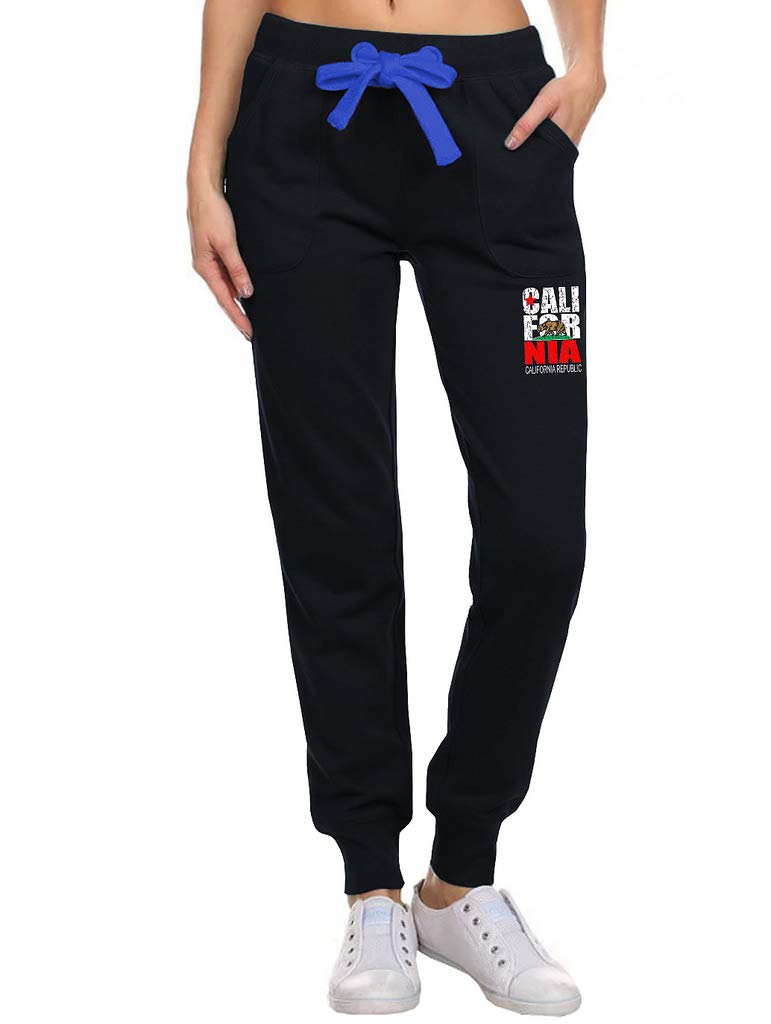 **Interstate Apparel Junior's California Republic Black Jogger Sweatpants for Women - Comfortable Casual Lounge Pants for Running, Yoga & Everyday Wear**