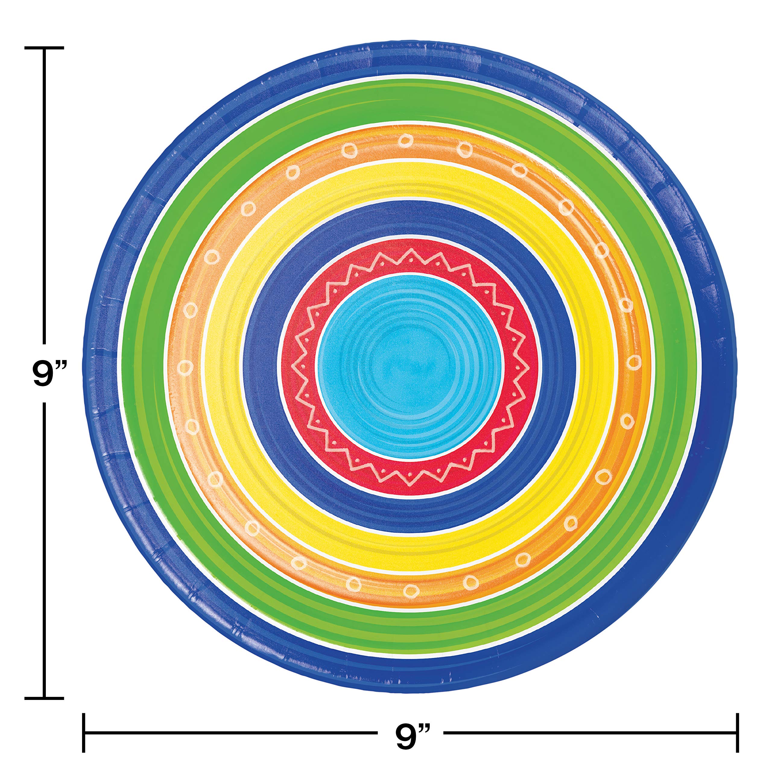 Creative Converting Summer Paper Plates 9 Inch - Colorful Disposable Party Plates for BBQs, Picnics & Outdoor Events