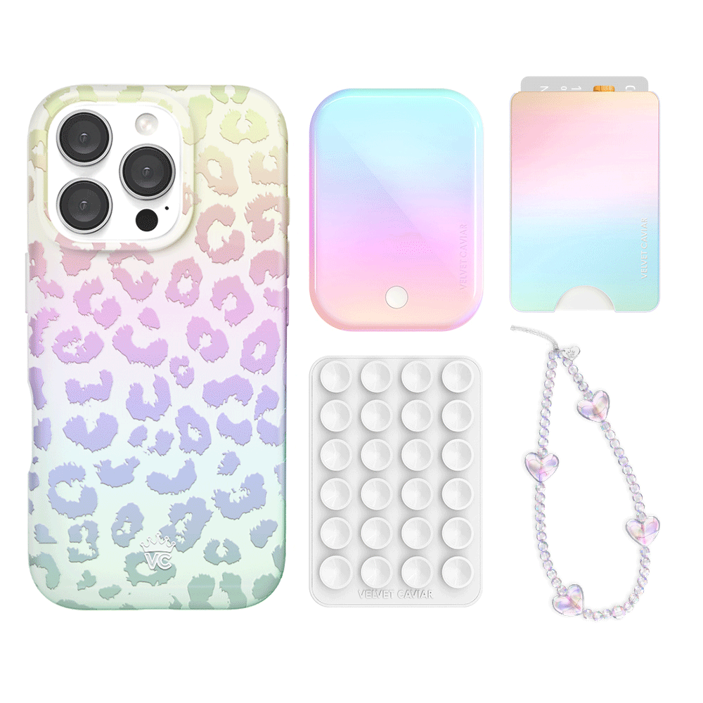White Opal Leopard Print iPhone Case with Wallet Holder - Stylish Phone Accessory for Women, Girls | Perfect for Everyday Use, Travel & Shopping