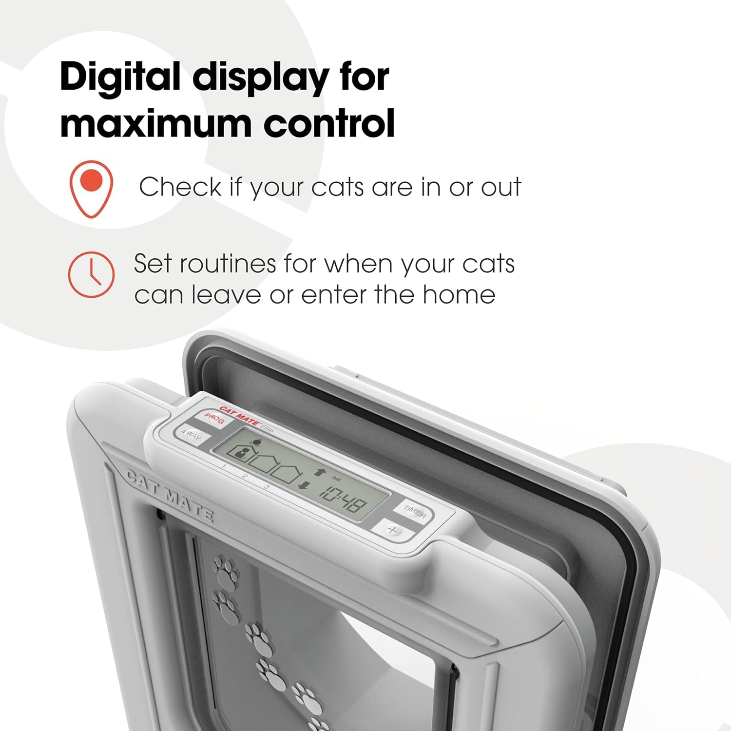 Cat Mate Elite Microchip Cat Flap with Timer Control - Smart Pet Door for Indoor/Outdoor Access - Perfect for Homes with Multiple Cats