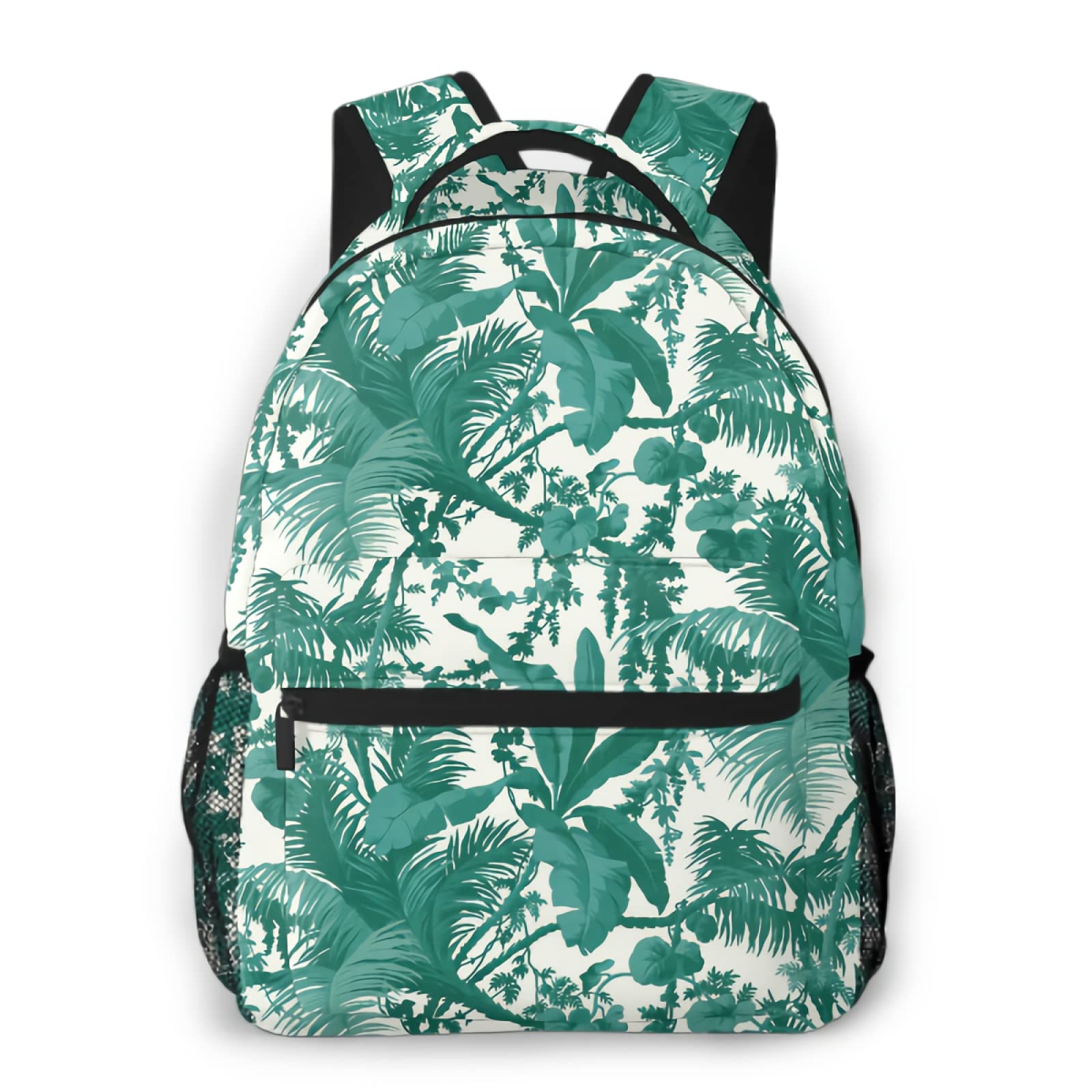 Green Leaves Backpack - Breathable Mesh Translucent Unisex Backpack with Tropical Plant Design for Women & Men | Perfect for School, Travel, Gym & Outdoor Adventures
