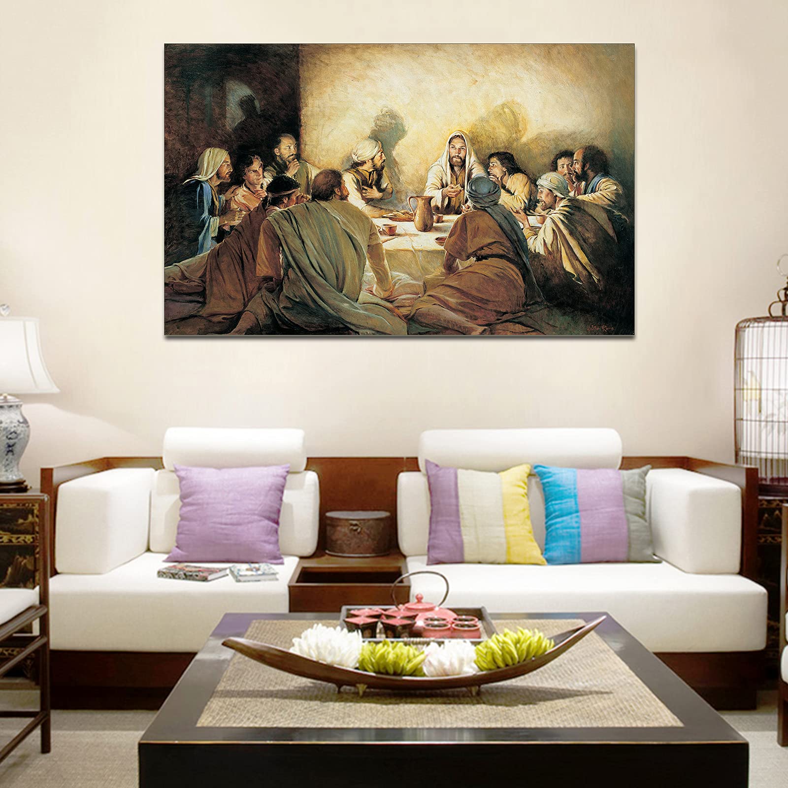 The Last Supper Canvas Wall Art - 28x40 Inches Christian Religious Painting for Dining Room Decor, Home & Church Wall Decor - Perfect for Living Room, Bedroom & Office