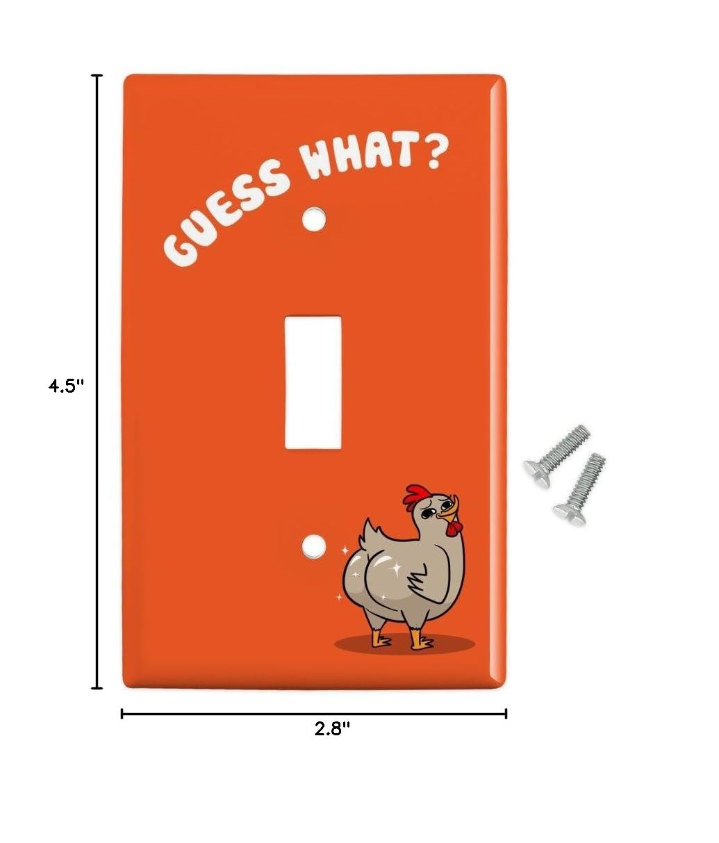 Guess What Chicken Butt Funny Plastic Wall Decor Toggle Light Switch Plate Cover - Humorous Home Decor for Bedroom, Kitchen, Office - Novelty Light Switch Covers for Kids Room & Gag Gifts