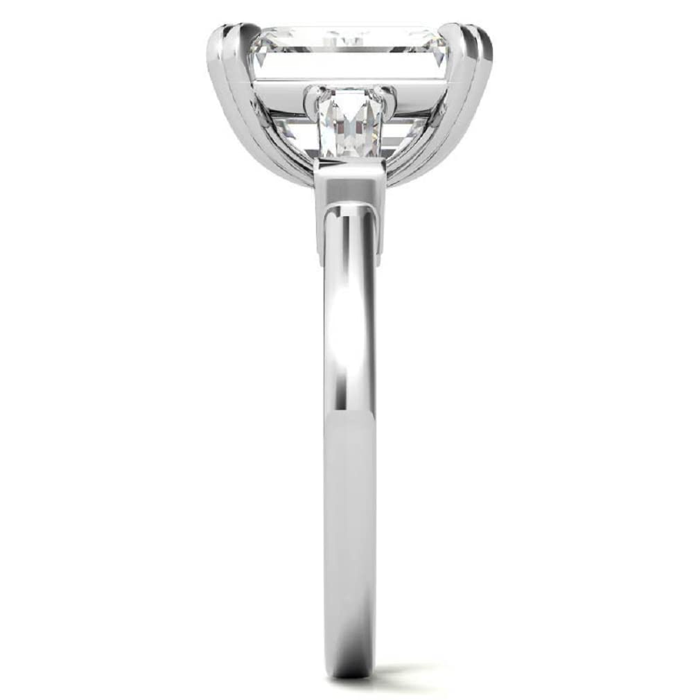 10K Solid White Gold Handmade Engagement Ring - 2.0 CT Emerald Cut Moissanite Diamond Solitaire Wedding Band for Women - Elegant Bridal Jewelry Set for Proposals, Anniversaries & Special Occasions
