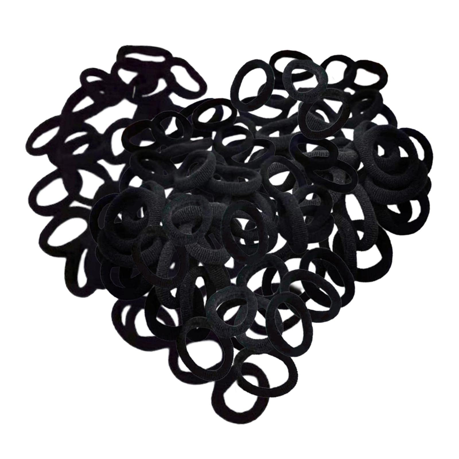 Oshhni 100 Pieces Black Hair Ties - Soft Hair Elastics for Thick, Heavy & Curly Hair - Small Hair Ropes, Scrunchies & Bands - Perfect for Workouts, School & Everyday Styling