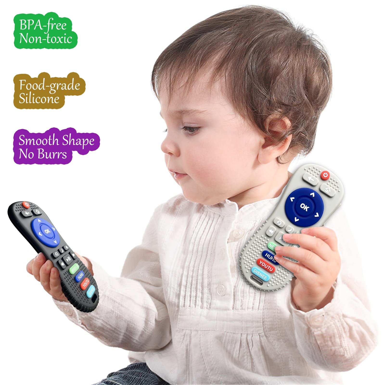 BPA Free Silicone Baby Teething Toys - 2 Pack Soothing Teether for Infants 0-12 Months | Safe Chew Toys for Teething Relief & Sensory Development | Perfect for Home, Travel & Daycare Use