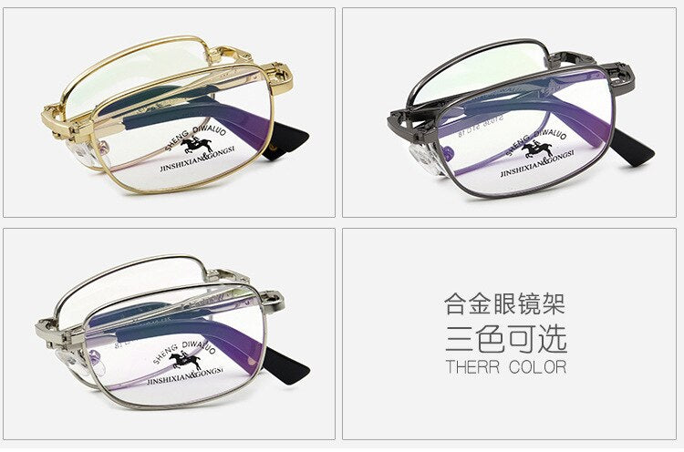 Bclear Men's Foldable Full Rim Alloy Frame Eyeglasses ZT1036 - Lightweight Reading Glasses for Men, Durable & Stylish Eyewear for Work, Travel, and Everyday Use