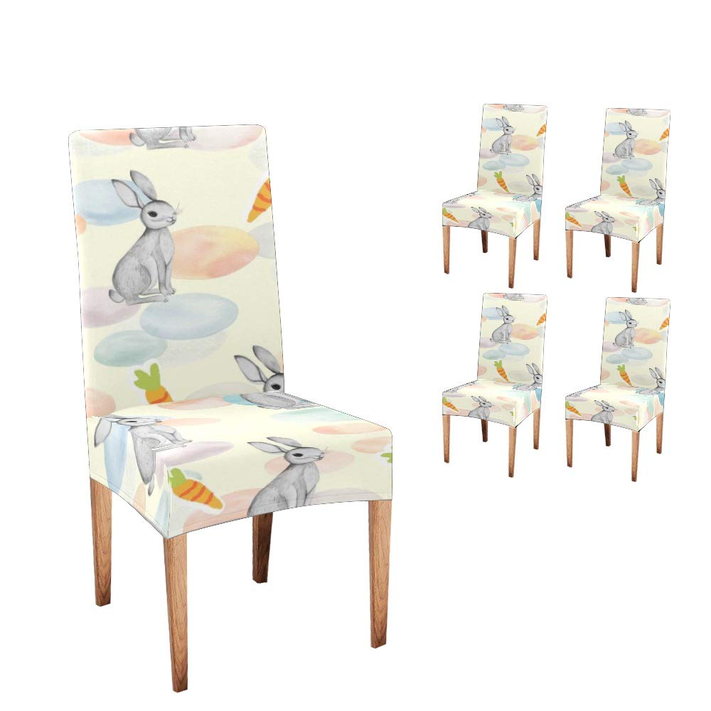 XIUCOO Stretchable Dining Chair Covers - Soft, Comfortable, Washable Slipcovers (Set of 4) for Easter, Parties, Home Decor & Everyday Use