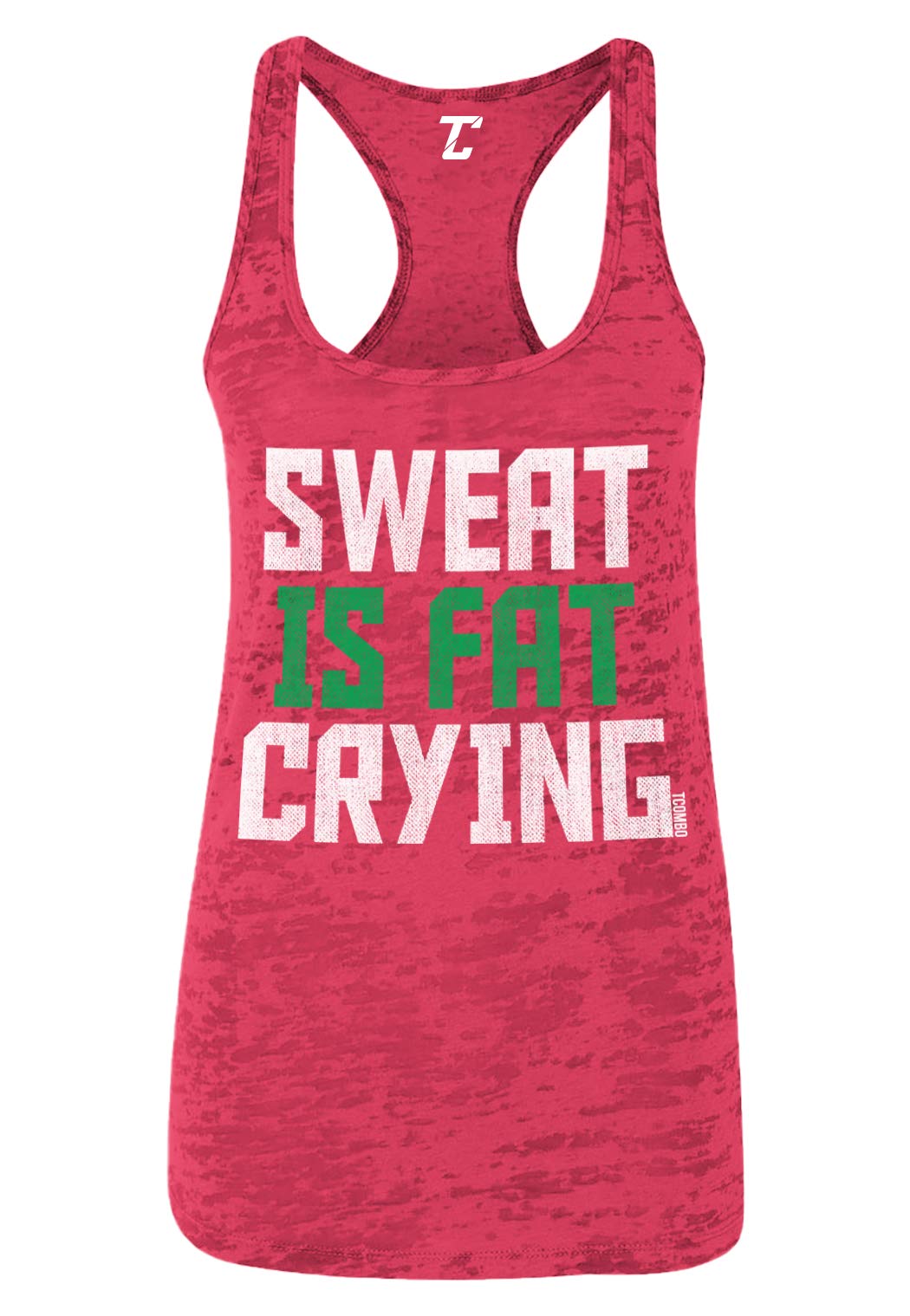 Gym Fitness Racerback Tank Top for Women - Sweat is Fat Crying Motivational Workout Shirt - Perfect for Bodybuilding, Weightlifting & Cross Training